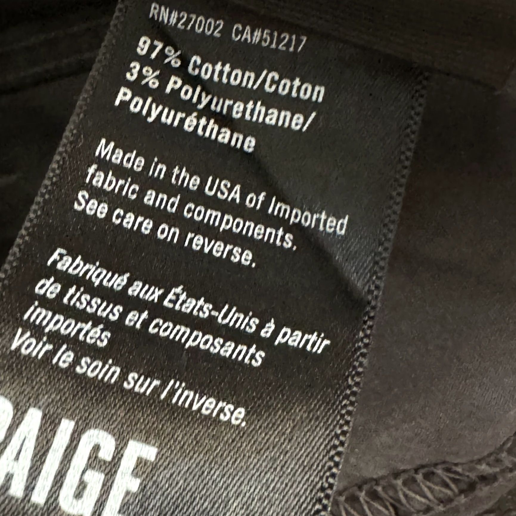 Paige Paige Jeans Mens 33 Grey Slim Straight 5-Pocket Denim Mid-Rise Regular Length 32in Dark Wash Casual Size US 33 - 6 Thumbnail