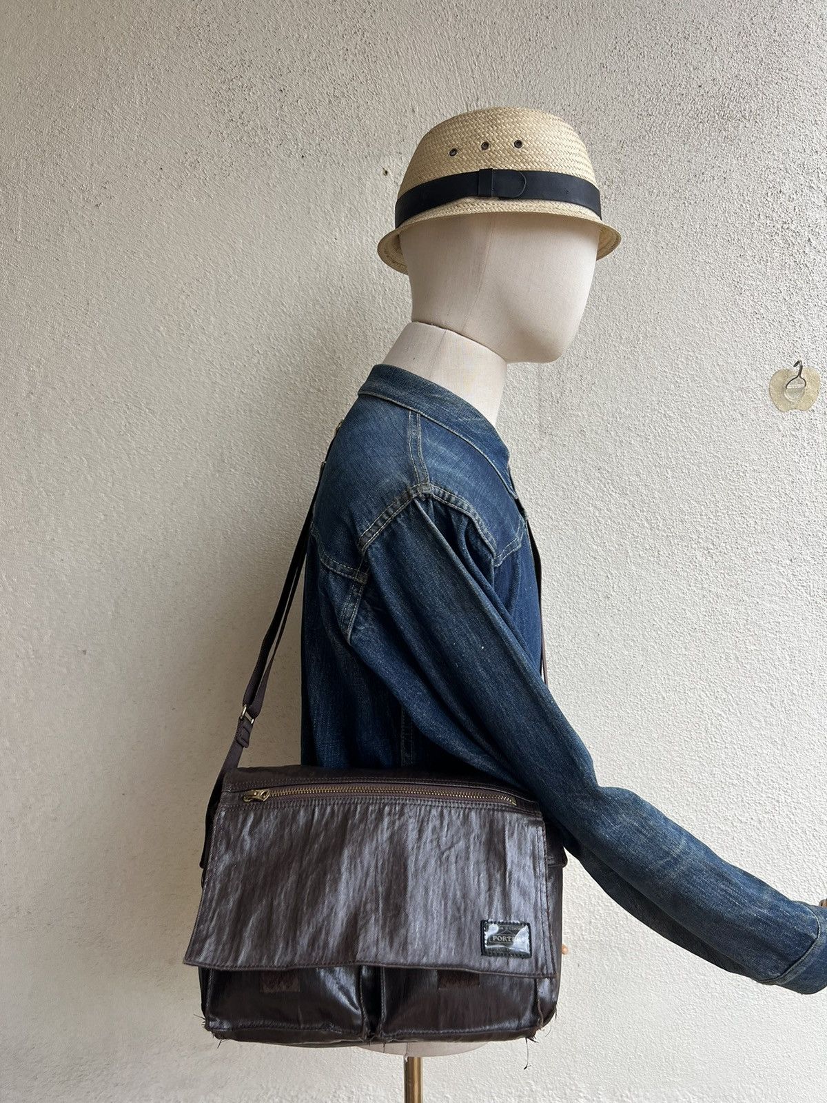 Porter Vintage Porter Yoshida Distressed Coated Messenger Bag Size ONE SIZE - 2 Thumbnail