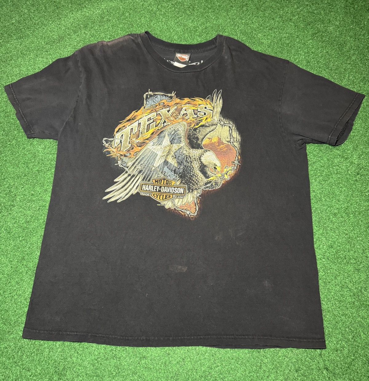 Harley Davidson × Vintage Harley Davidson Dallas Texas Flame Biker Grunge T Shirt Size US XL / EU 56 / 4 - 1 Thumbnail
