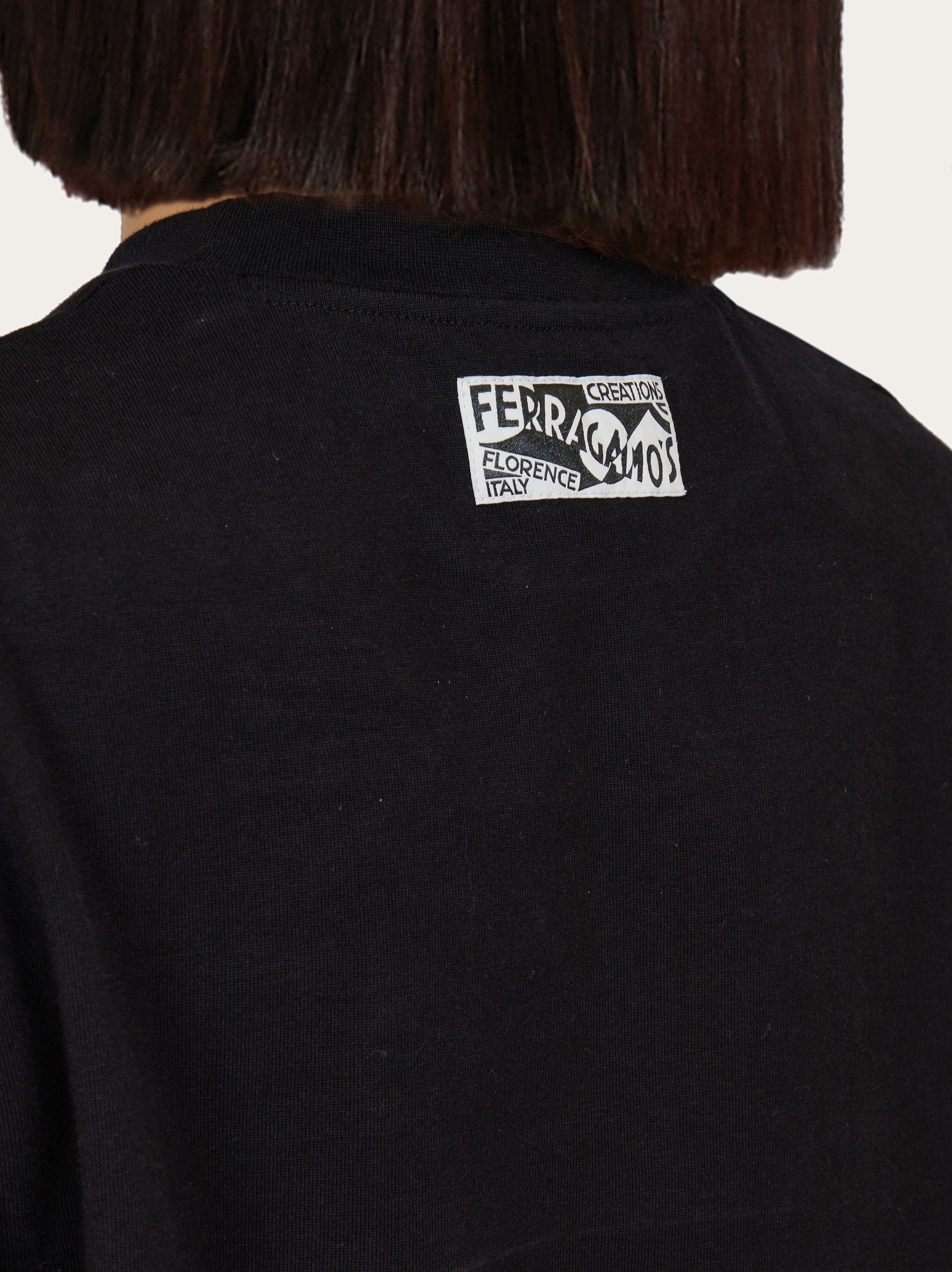 Salvatore Ferragamo o1s22i1n1025 Cotton & Silk Blend T-Shirt in Black Size M / US 6-8 / IT 42-44 - 4 Thumbnail