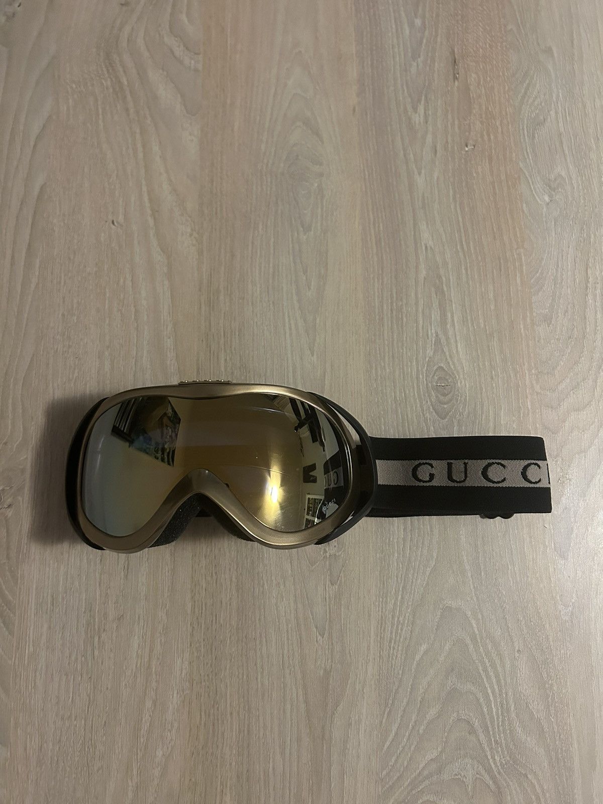 image of Gucci Gold Ski Goggles, Men's