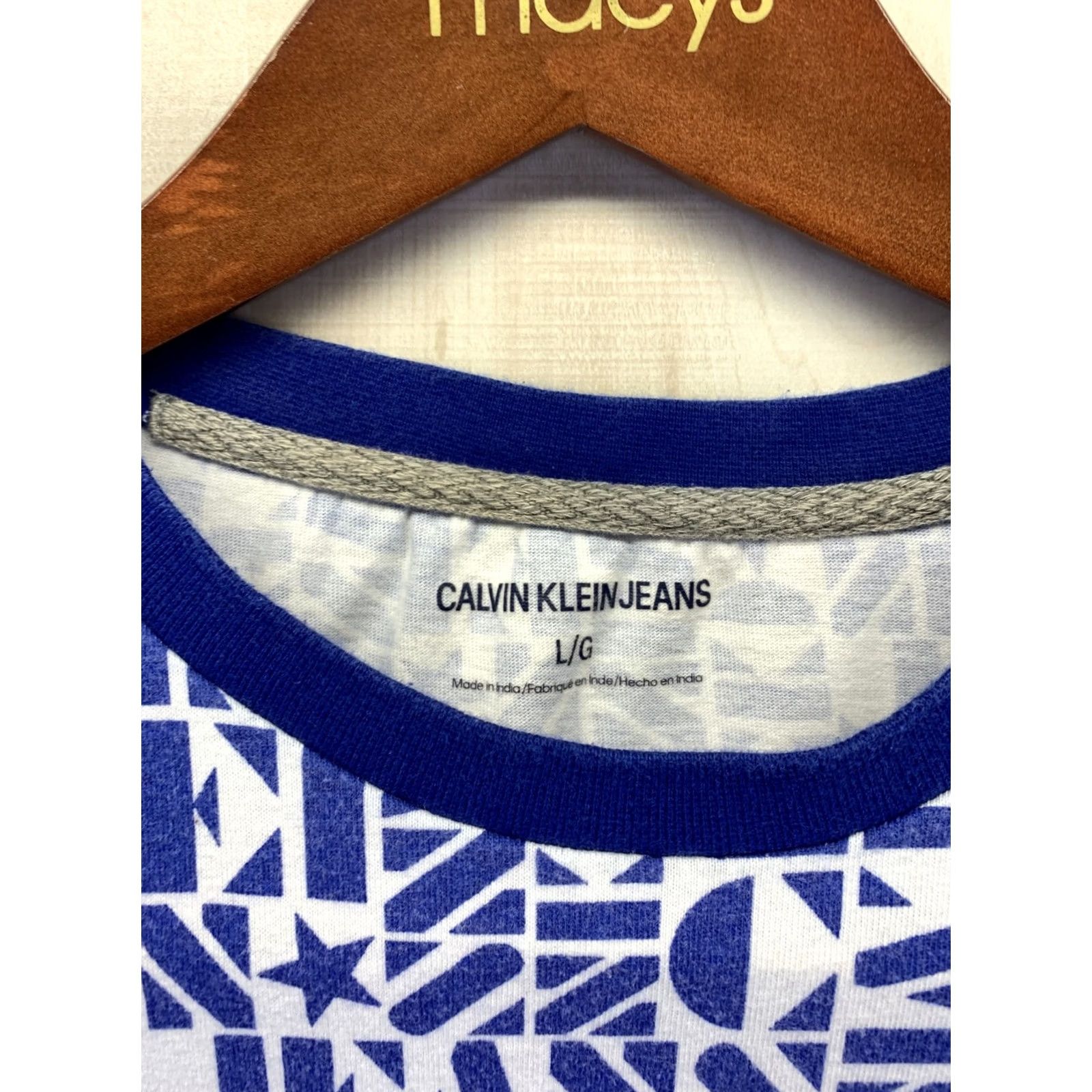 Calvin Klein Calvin Klein Mens Shirt-5964 Blue/White Logo Short Sleeve T-Shirt L-Blue/White Logo Print Shirt Mens Size L Size US L / EU 52-54 / 3 - 4 Thumbnail