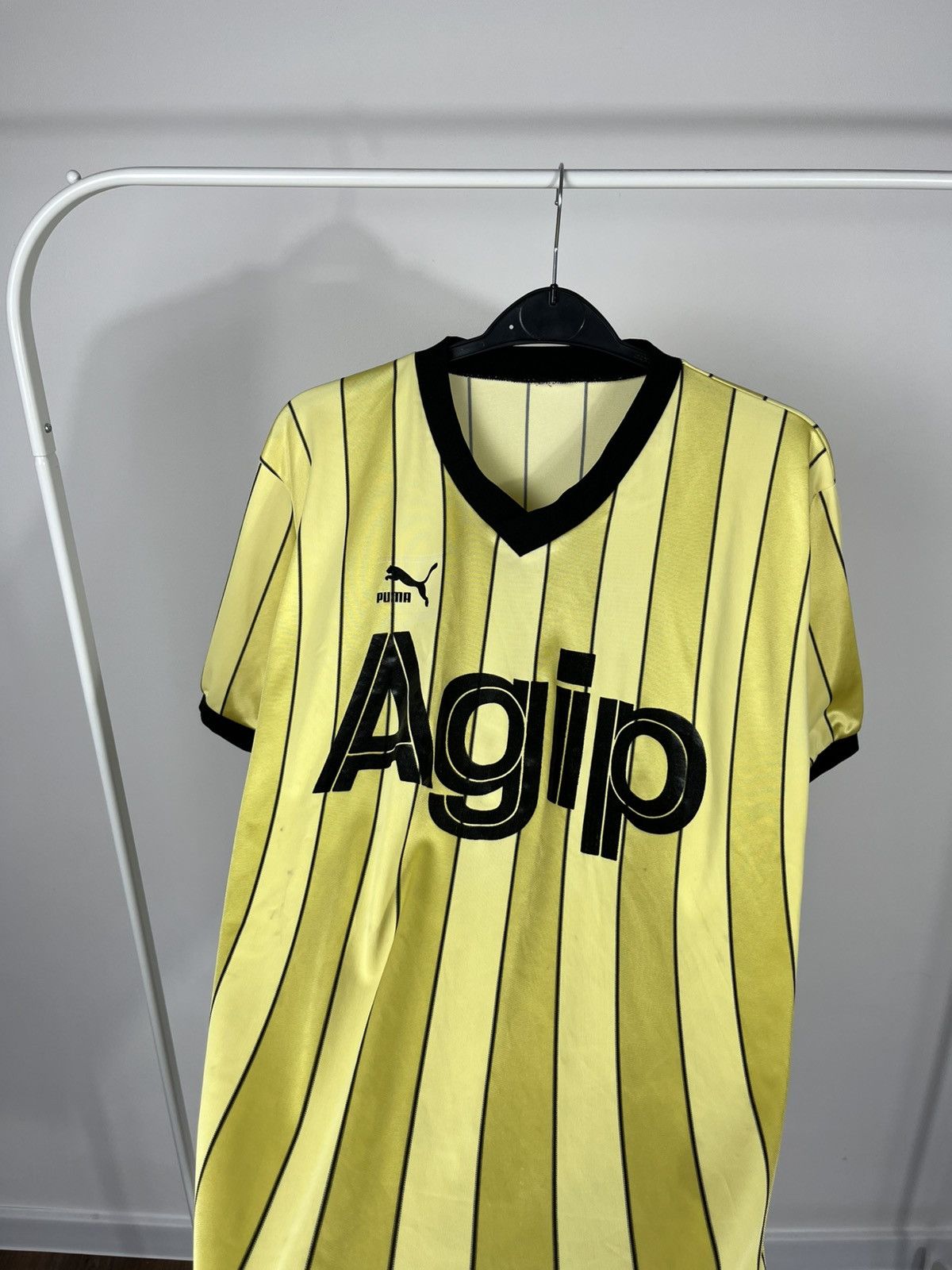 Puma Vintage Puma Agip Striped Jersey Number 3 Yellow Black Size US S / EU 44-46 / 1 - 6 Thumbnail