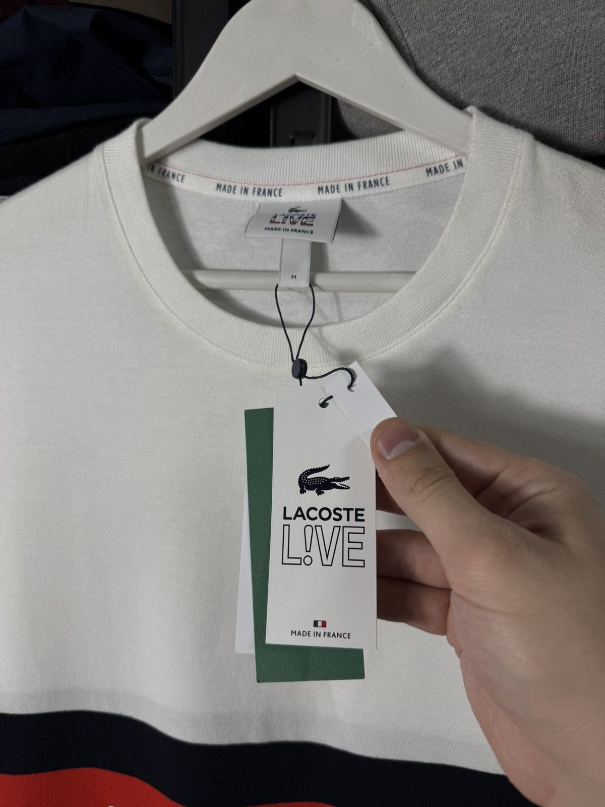 Lacoste NWT Lacoste Live T Shirt White Stripe Logo France Size M Size US M / EU 48-50 / 2 - 4 Thumbnail