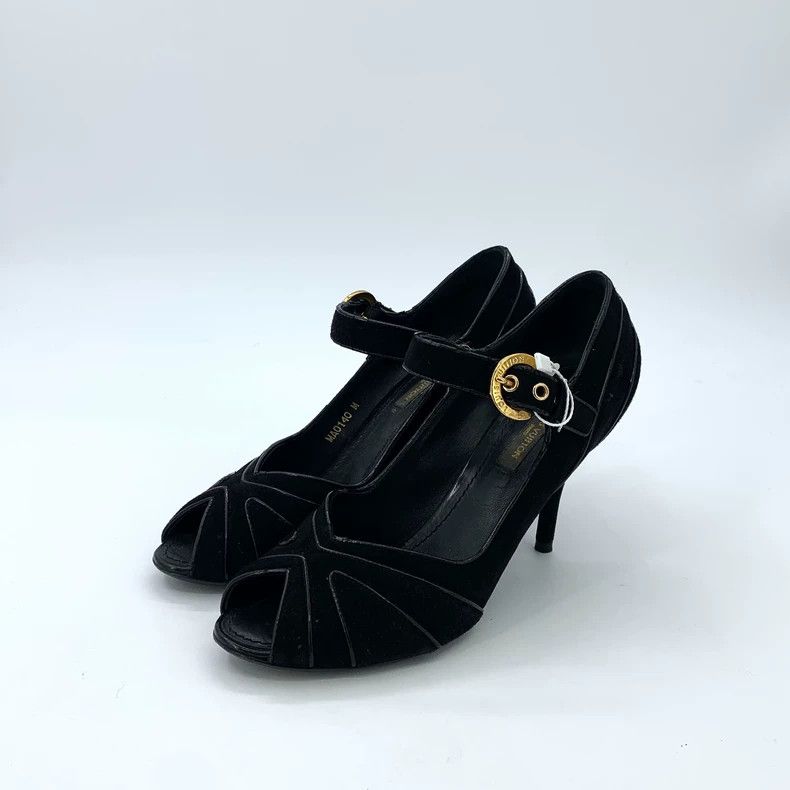 Louis Vuitton Louis Vuitton Black thin heel fish mouth high heels Size US 5.5 / IT 35.5 - 1 Thumbnail