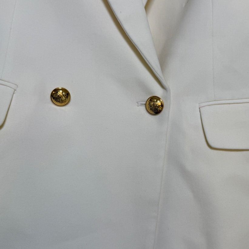 Nili Lotan Nili Lotan White Wool Blazer W/ Gold Buttons Size L / US 10 / IT 46 - 4 Thumbnail