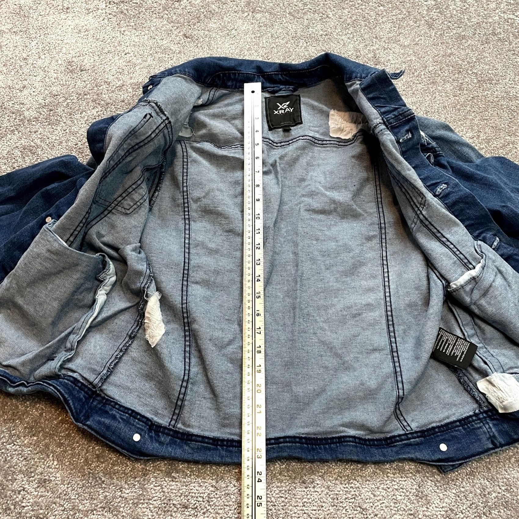 Vintage XRAY Jacket Mens M Blue Denim Distressed Patch Button Up Short Sleeve? (adjust to avoid extra words) Size US 31 - 2 Thumbnail