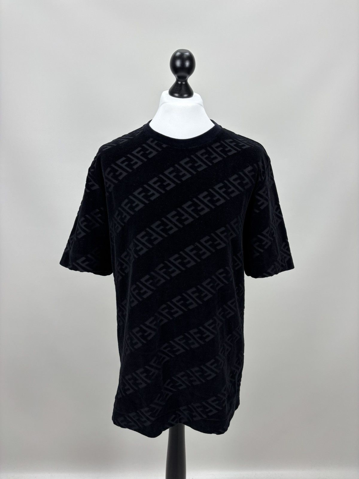 Mens corduroy t shirt monogram FENDI Size L Color Black