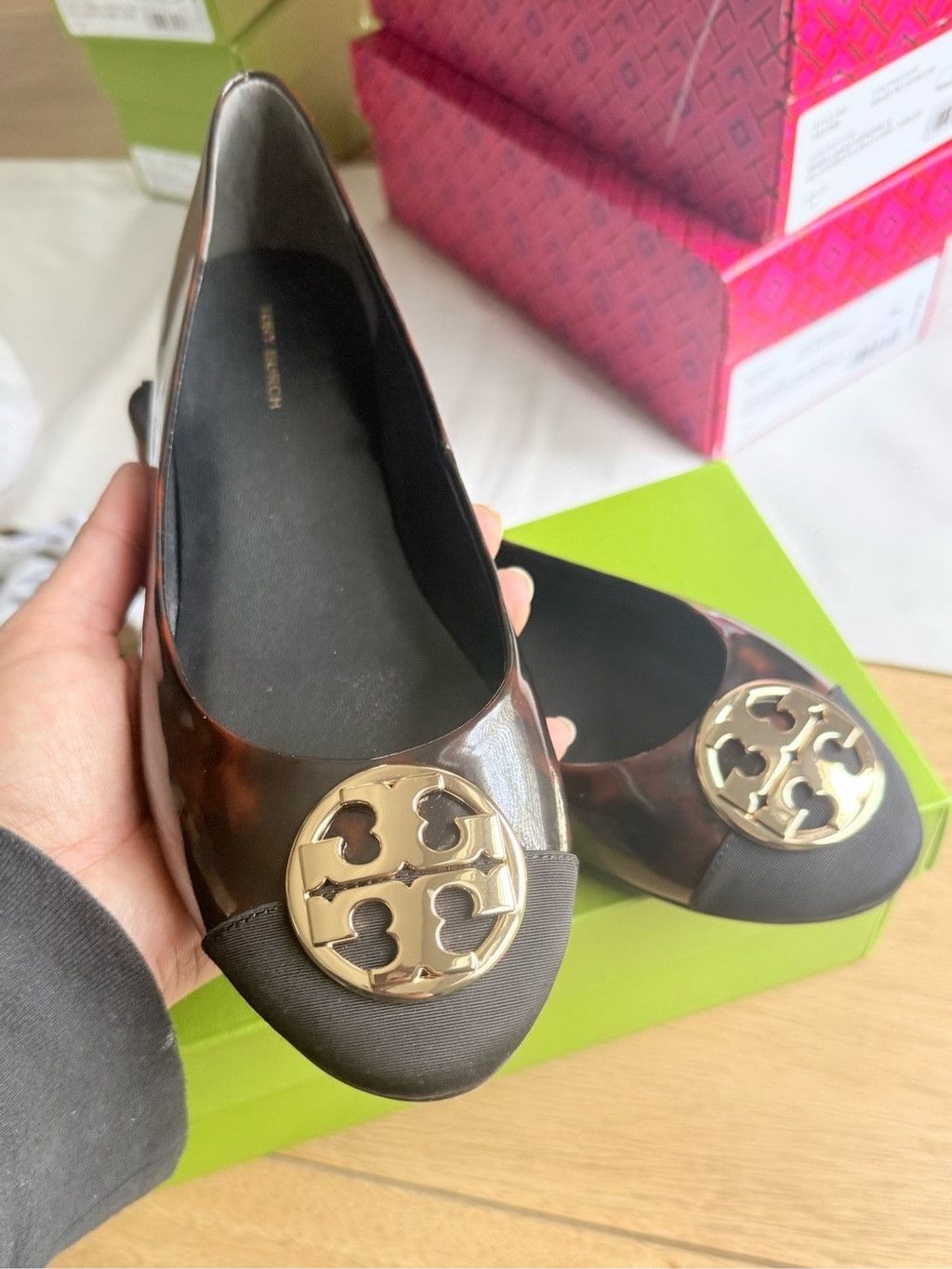 Tory Burch Tory Burch Chelsea Cap-Toe Ballet Flat In Tortoise Patent;SZ Size US 9 / IT 39 - 3 Thumbnail