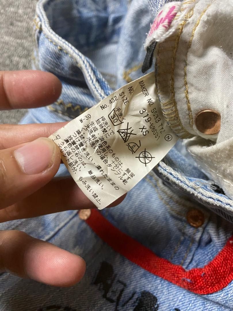 Japanese Brand Vintage Pink Latte Destroyed Embroidered Jeans (149) Size US 28 / EU 44 - 6 Thumbnail