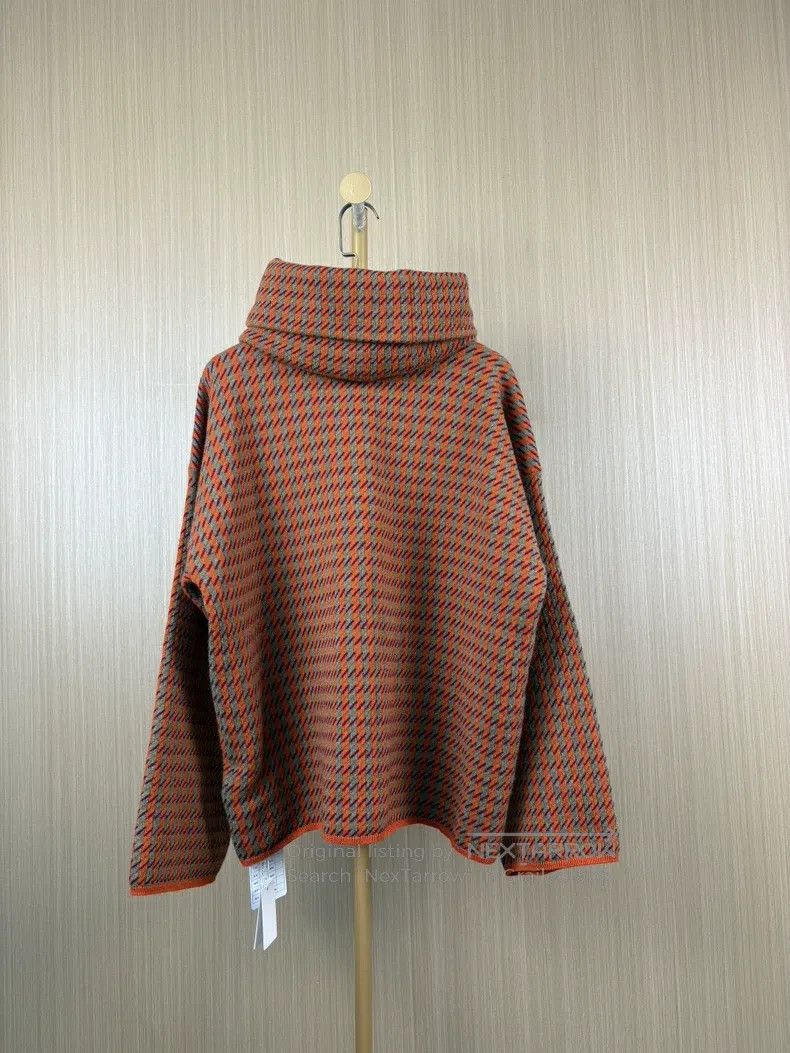 Hermes Hermes Orange Cashmere Houndstooth Scarf Sweater Size XXS / US 00 / IT 34 - 2 Thumbnail