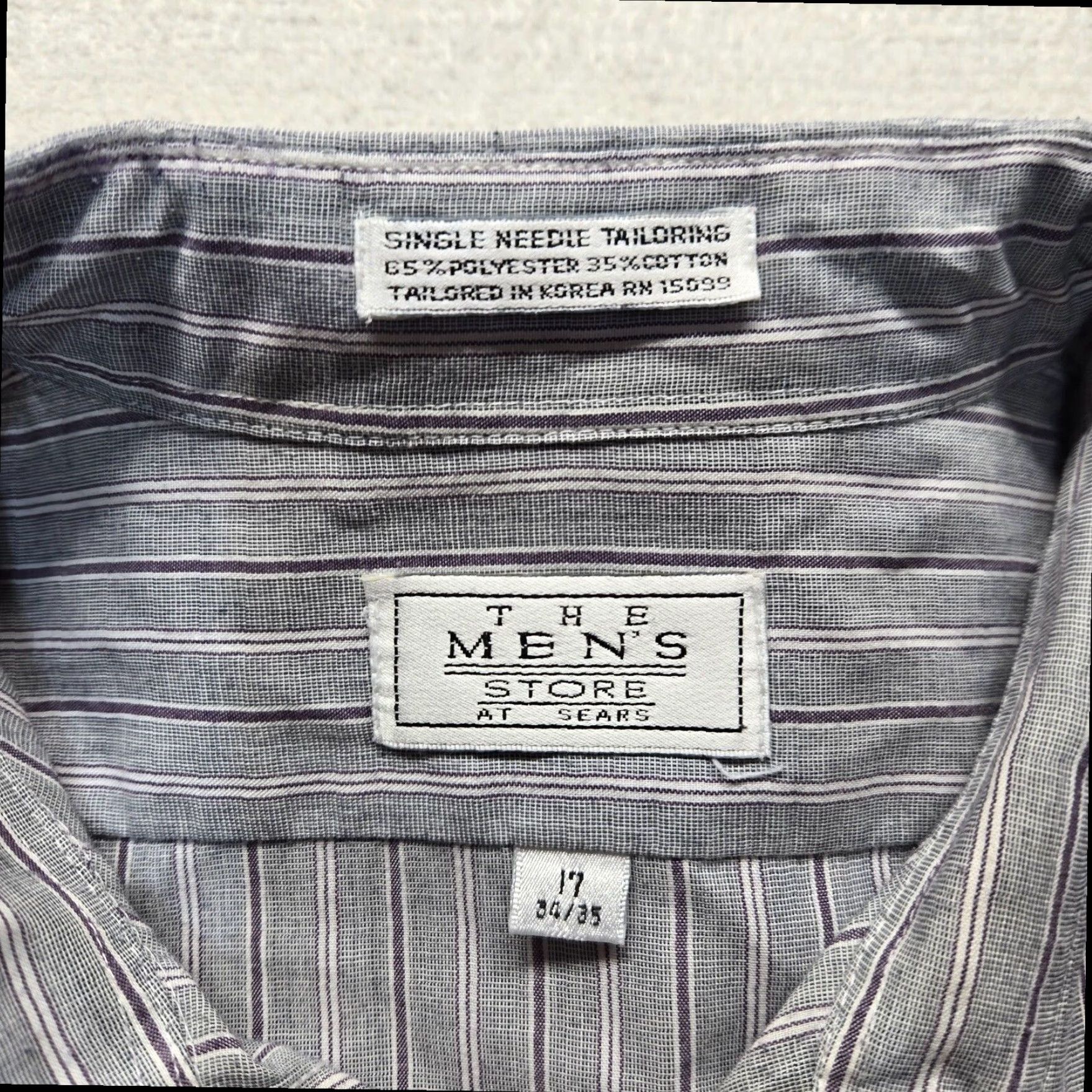 Sears VINTAGE Sears Button Up Long Sleeve Shirt Gray Striped Adult Men's Size 17 Size US XL / EU 56 / 4 - 2 Thumbnail