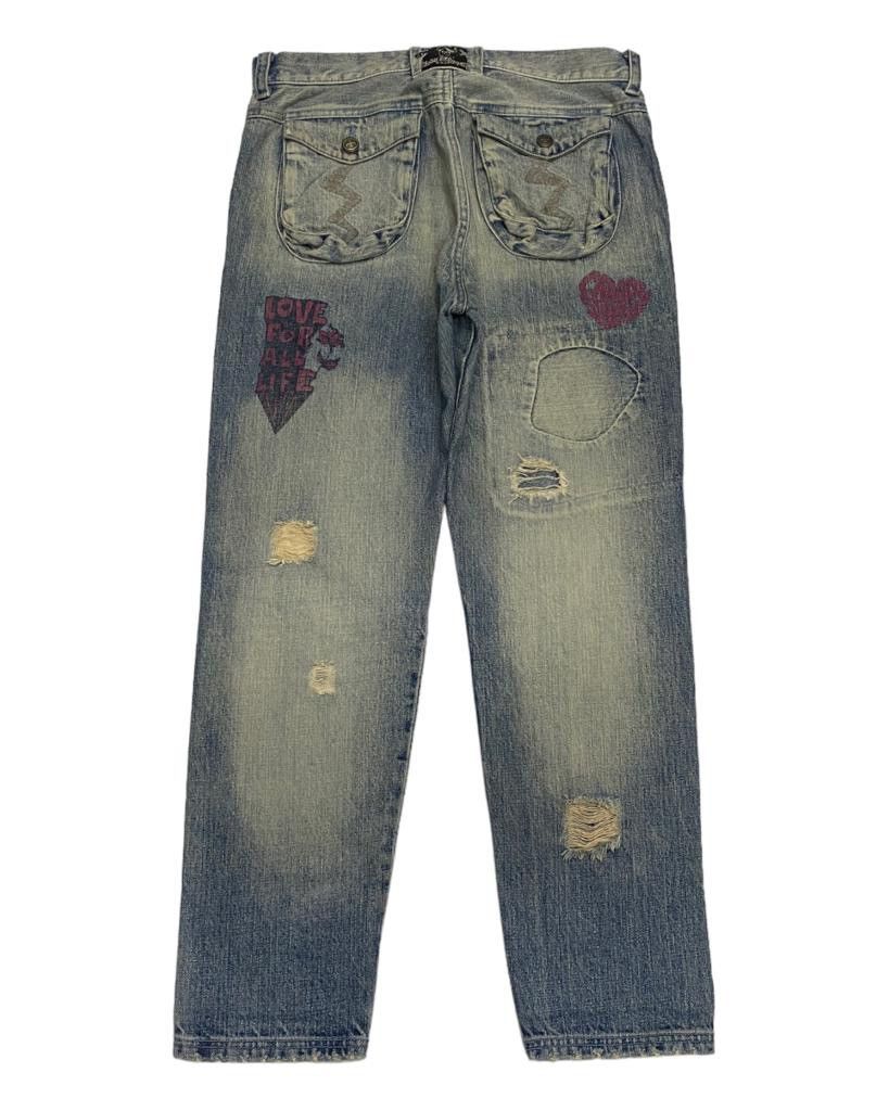 Hysteric Glamour 🇯🇵 CANDY STRIPPER PUNK DISTRESSED DENIM UNDERCOVER DESIGN Size US 30 / EU 46 - 2 Thumbnail