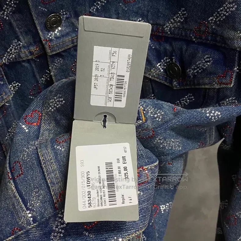 Balenciaga Balenciaga Blue Diamond Pattern Logo Denim Jacket Size XS / US 0-2 / IT 36-38 - 7 Thumbnail