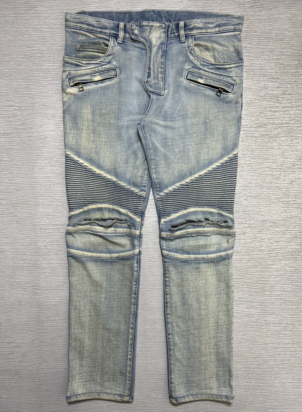 Balmain Balmain - Distressed Knee Biker Jeans Size US 30 / EU 46 - 1 Thumbnail