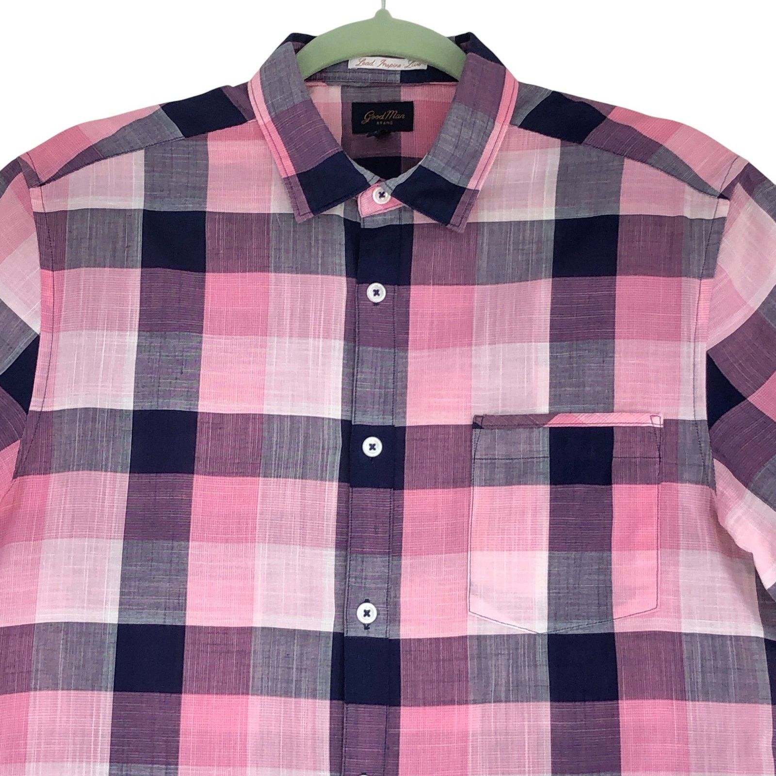 Good Man Brand GoodMan Brand Shirt S Pink Navy Plaid Short Sleeve TINY FLAW Size US S / EU 44-46 / 1 - 2 Thumbnail