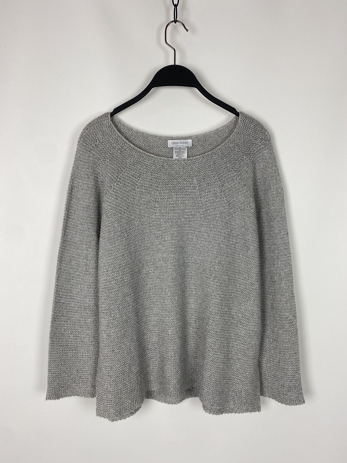Gran Sasso Gran Sasso Viscose Metallic Silver Wide Neck Knit Sweater Size L / US 10 / IT 46 - 4 Thumbnail