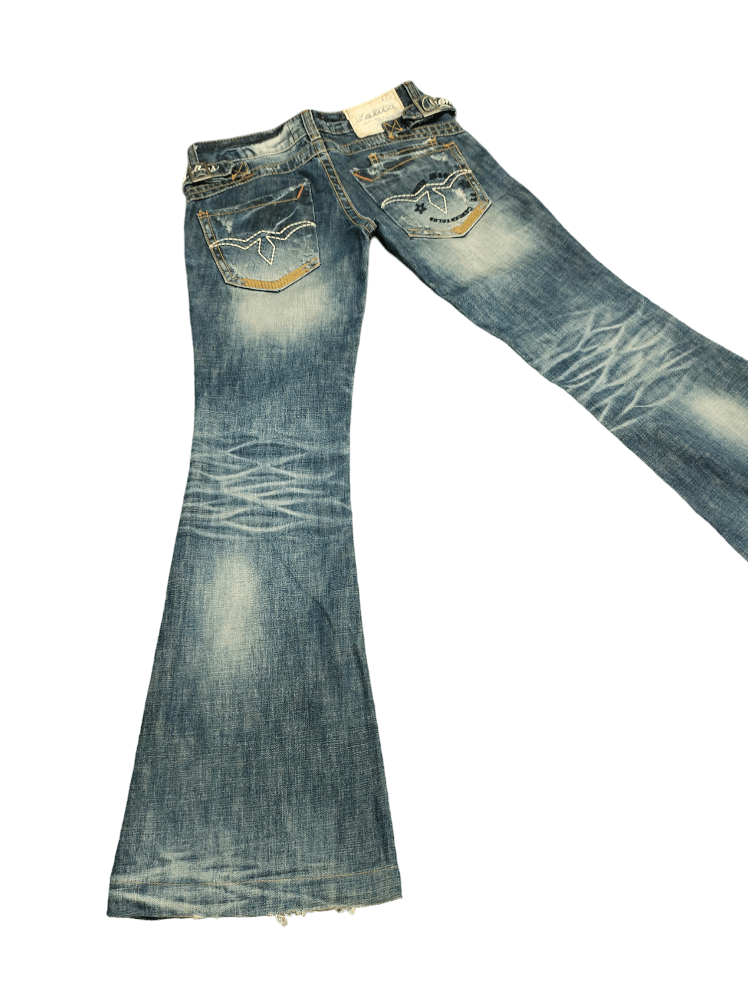 If Six Was Nine Flare Jeans Lolita Clawmark Distressed Denim Boot Cut Size US 27 - 2 Thumbnail