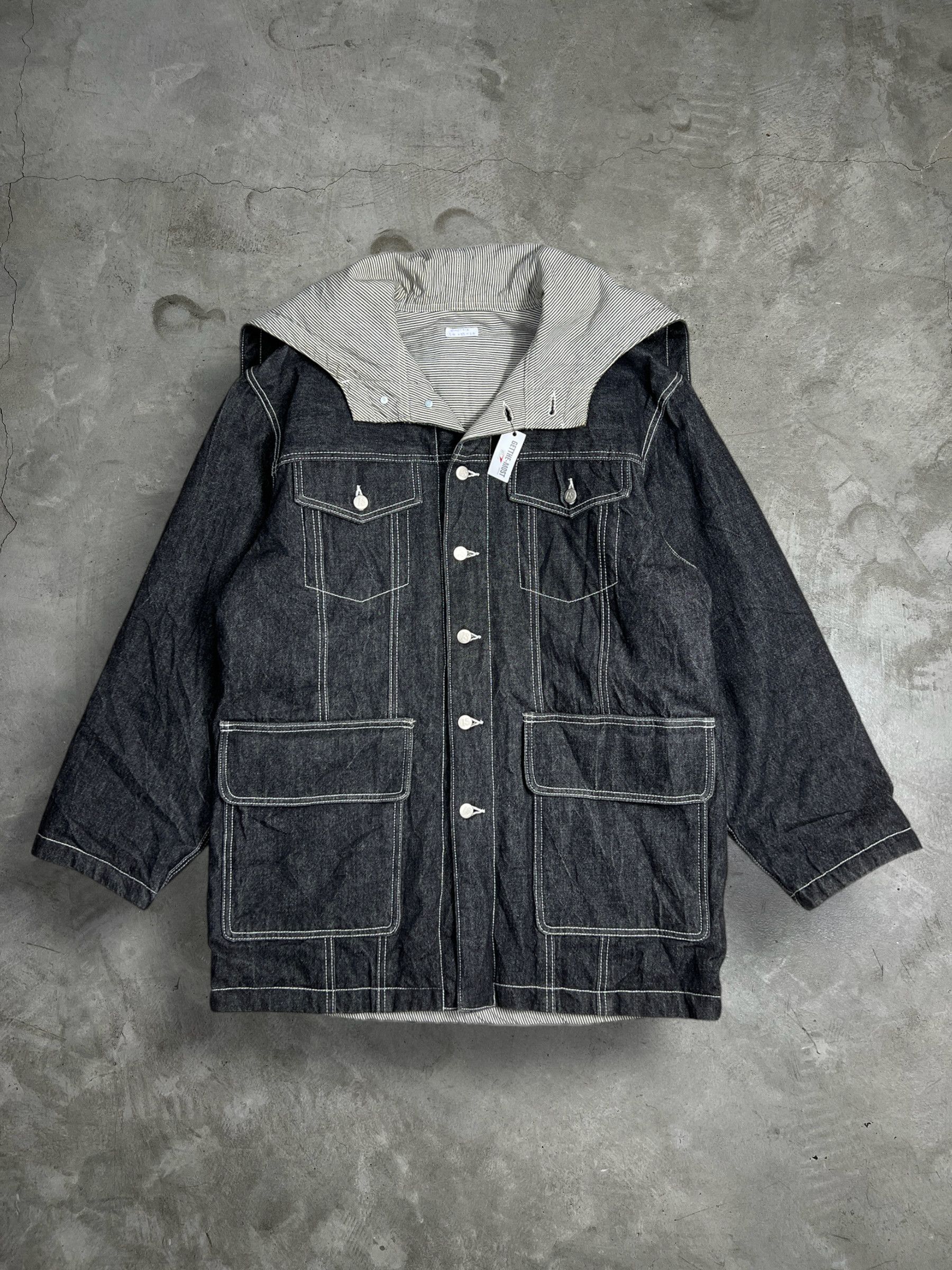 Issey Miyake Vintage ISSEY MIYAKE Lined Denim Hoodie Parka (9) GTMPT714 Size US L / EU 52-54 / 3 - 2 Thumbnail