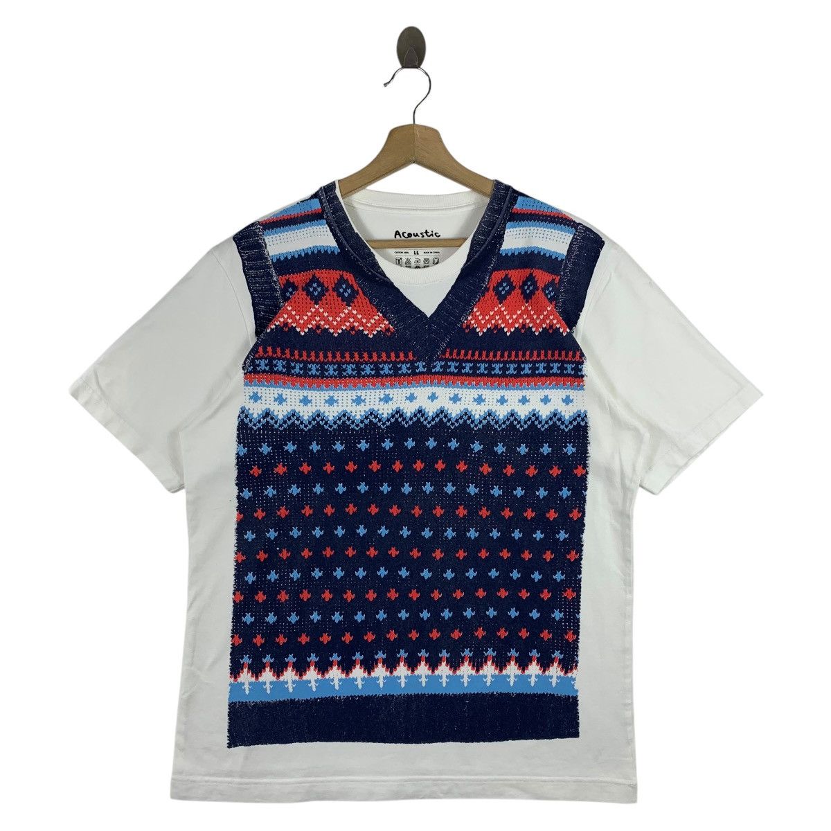 Japanese Brand ACOUSTIC Knitwear vest design printed tee Size US XL / EU 56 / 4 - 1 Thumbnail