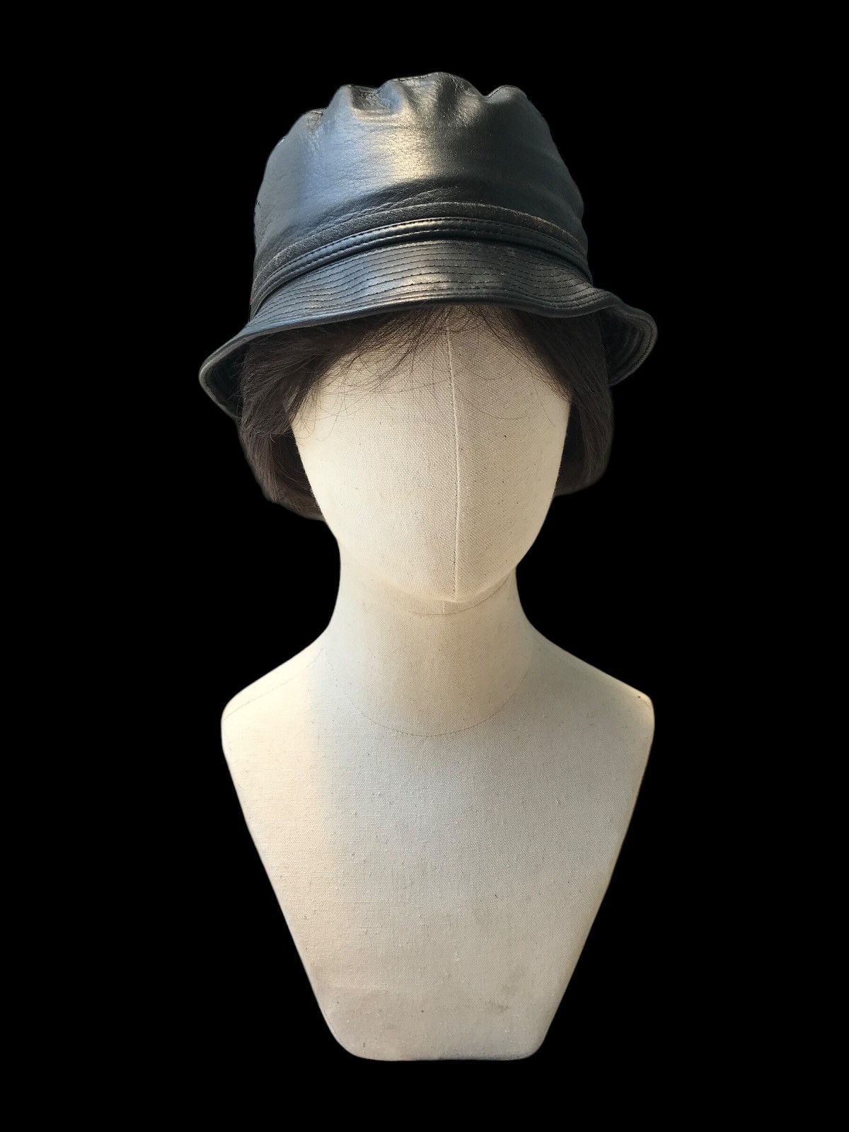 Japanese Brand × Vintage VINTAGE LEATHER BUCKET HAT BY MATSUI 🇯🇵 Size ONE SIZE - 1 Thumbnail