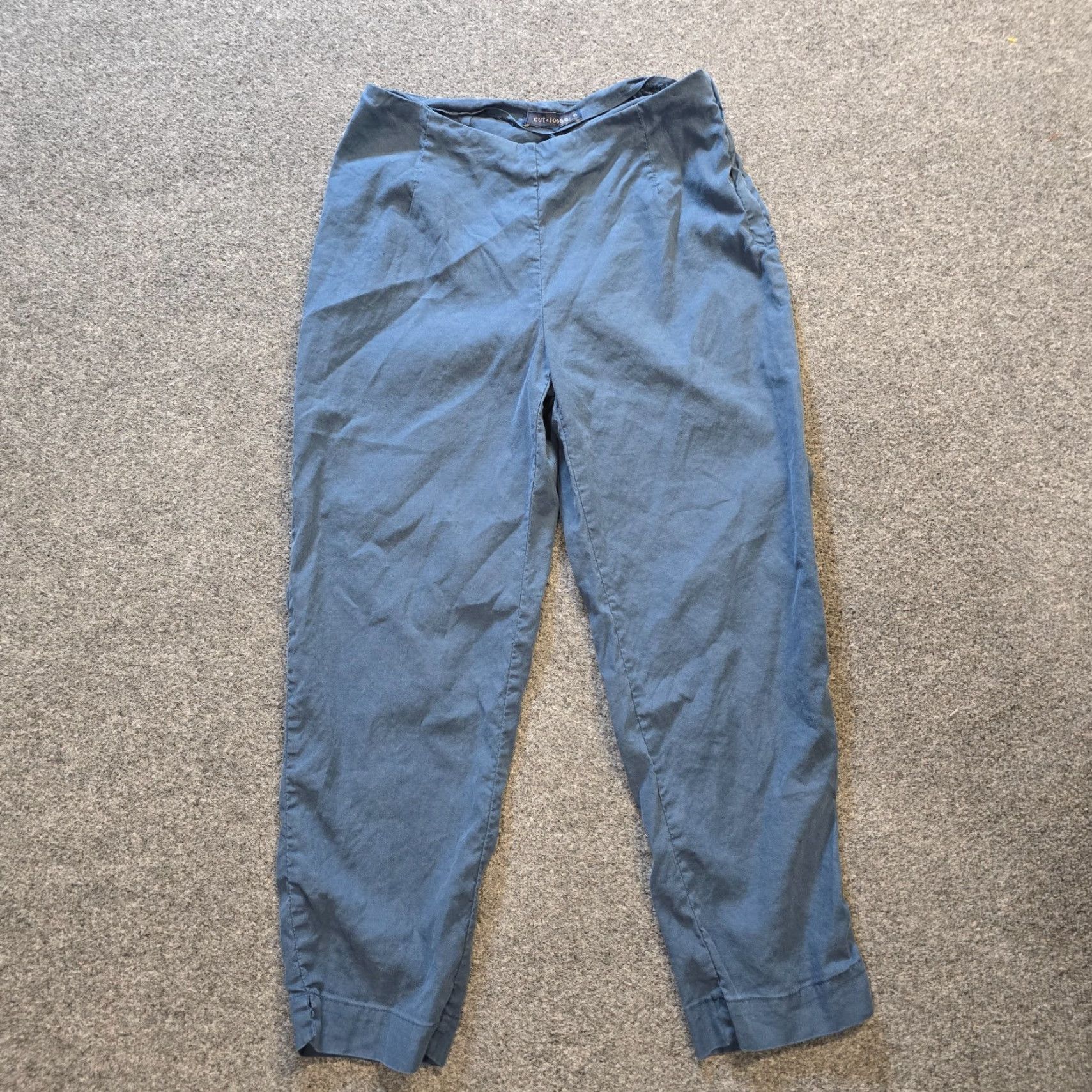 Vintage Cutloose Pants Womens Size Small Blue Linen Blend Side Zip Cropped Capsule Basic Pants Women Regular Size S Blue Cropped Size 28" / US 6 / IT 42 - 2 Thumbnail