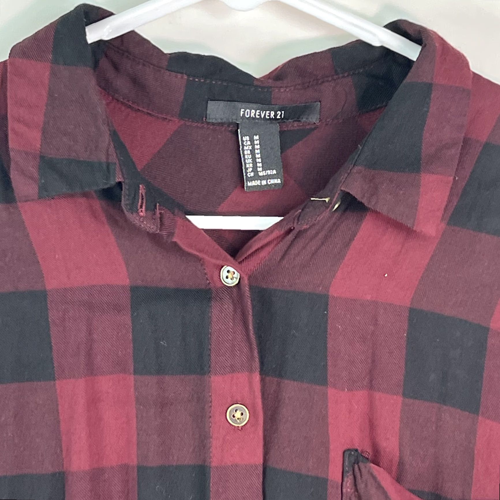 Forever 21 Forever 21 Womens Checks Collared Long Sleeves Red Button Front Shirt Size M Size M / US 6-8 / IT 42-44 - 3 Thumbnail