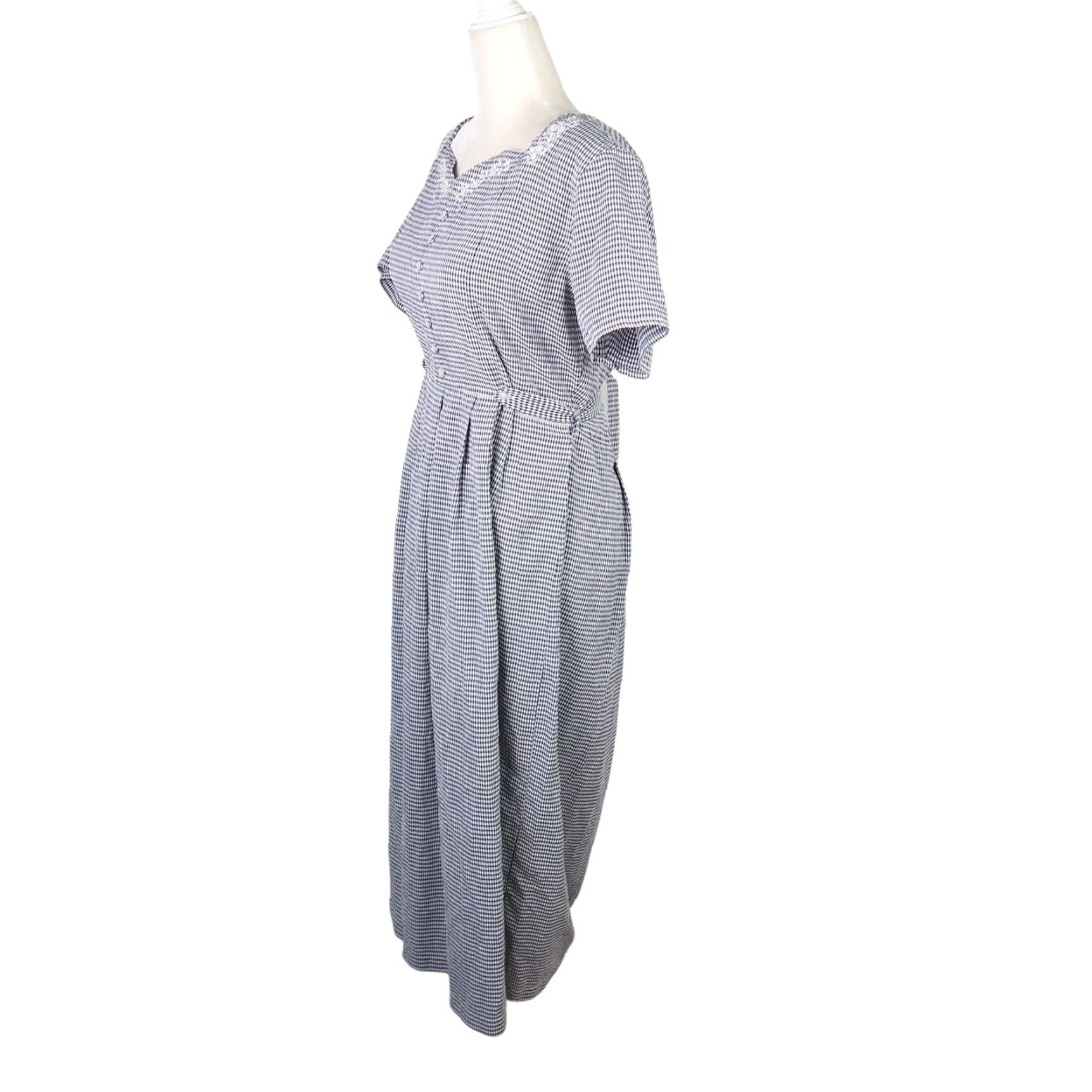 90s gingham dress Vintage 90s Peach Gingham Tea Length Ashley Dress M – Bombshell Bettys  Vintage main image 1