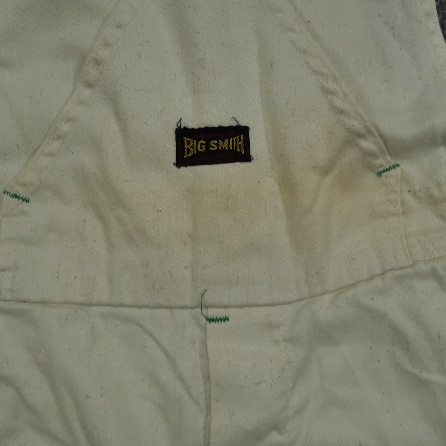 Vintage VINTAGE Big Smith Overalls Mens 27x26 White Cream Sanforized Workwear Adult 50s Size US 27 - 3 Thumbnail