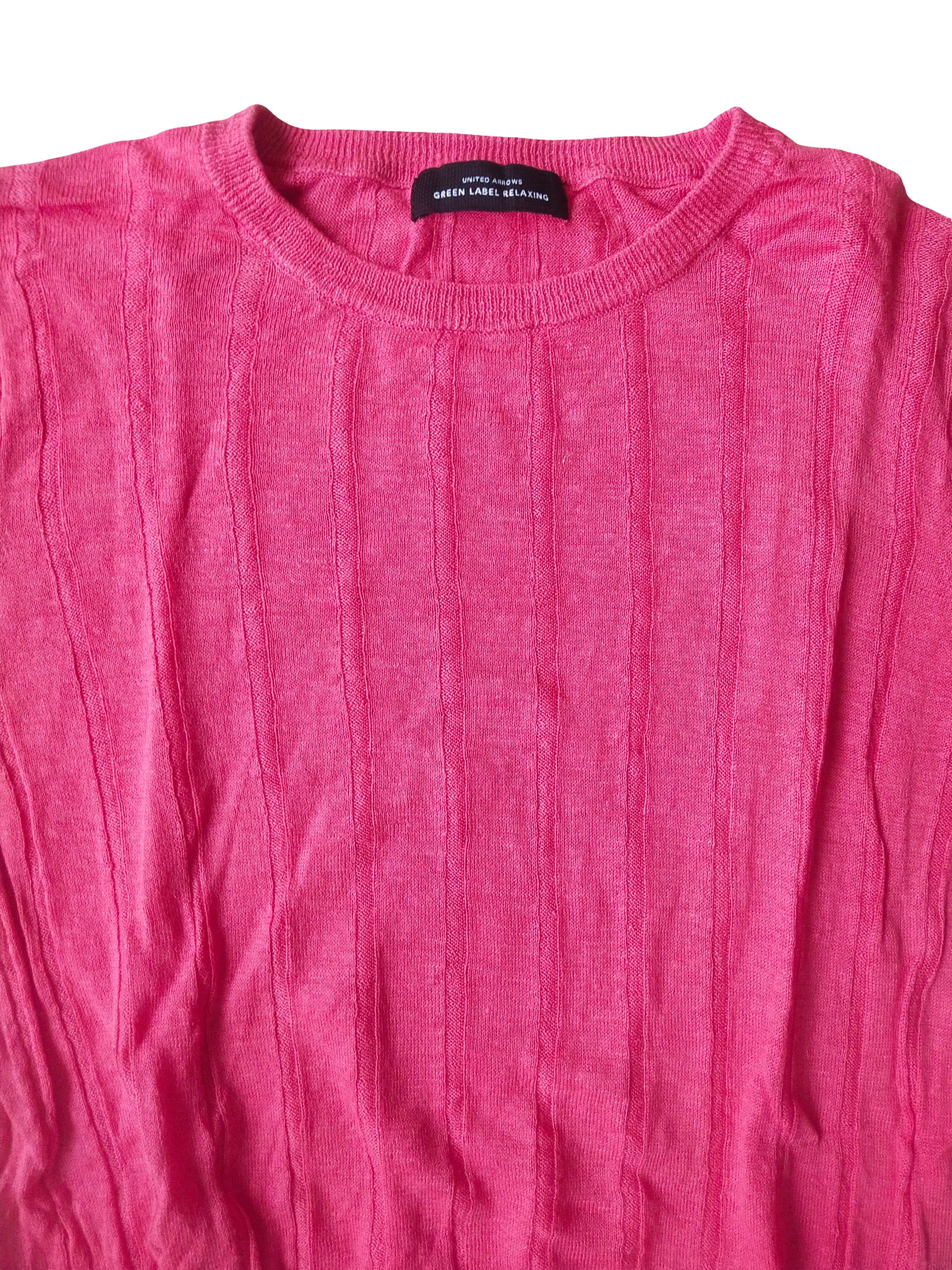 United Arrows United Arrows Green Label Relaxing Pink 100% Linen Knit Top Size S / US 4 / IT 40 - 2 Thumbnail