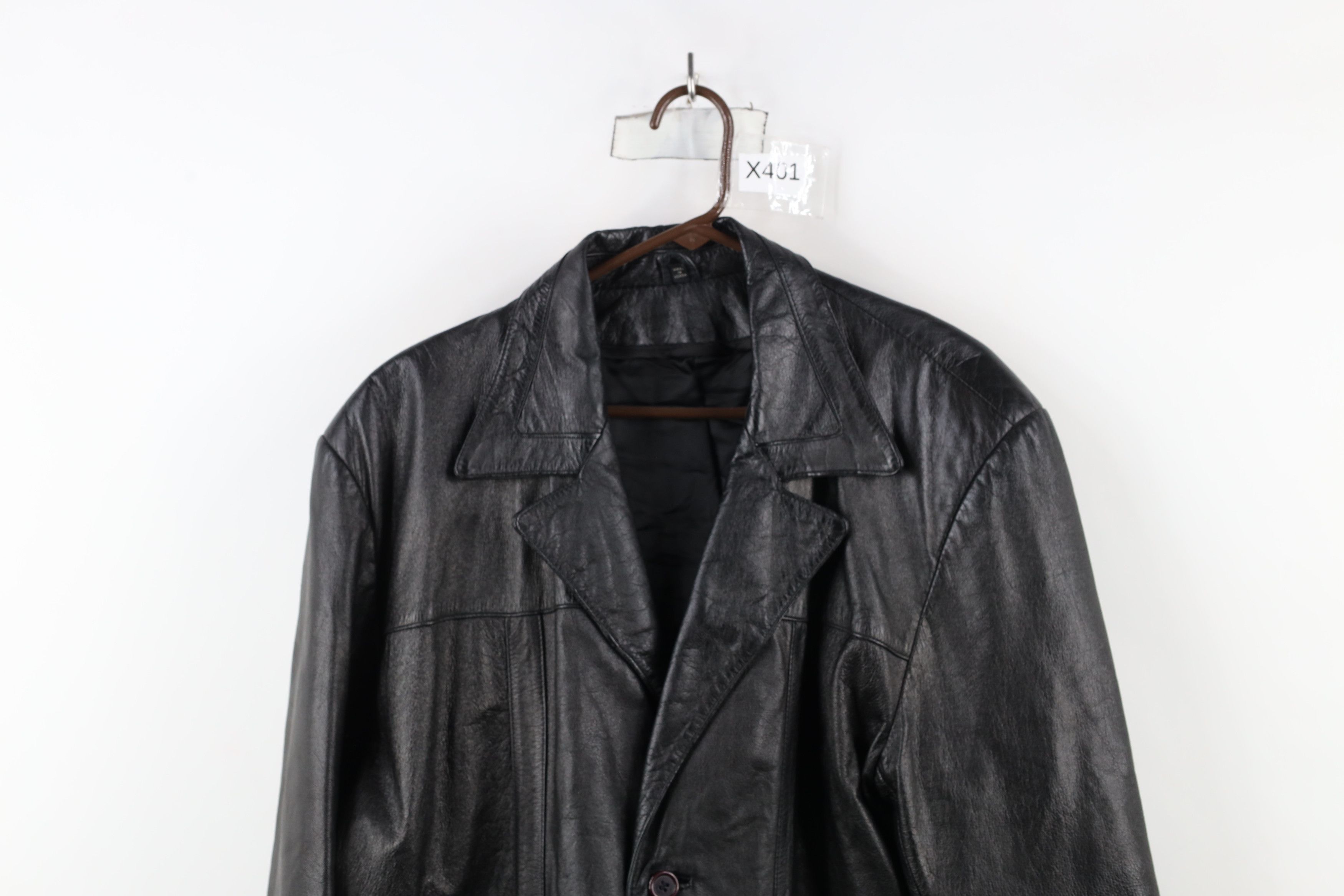 Vintage Vintage 90s Streetwear Leather Full Button Jacket Black Size US M / EU 48-50 / 2 - 2 Thumbnail