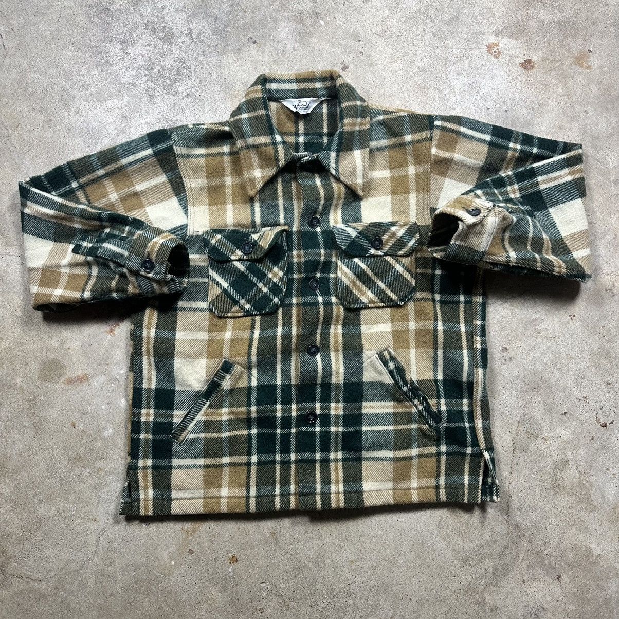 Woolrich Woolen Mills Vintage 70s Woolrich Green & Brown Plaid Wool Shirt Jacket Size US L / EU 52-54 / 3 - 1 Thumbnail