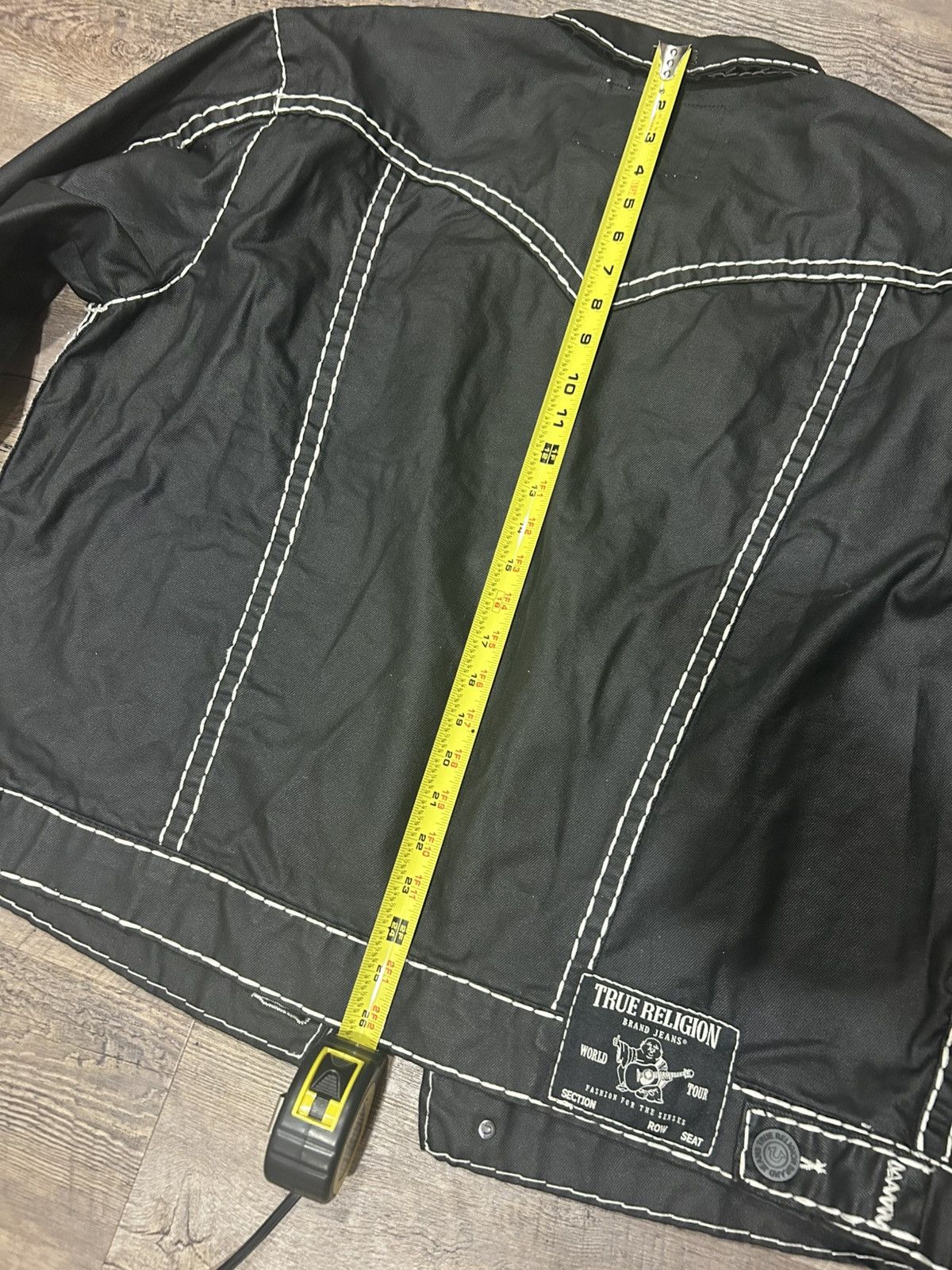 True Religion 🕷️ Waxed Denim Black & White Super T Jacket 🕷️ Size US XL / EU 56 / 4 - 9 Thumbnail