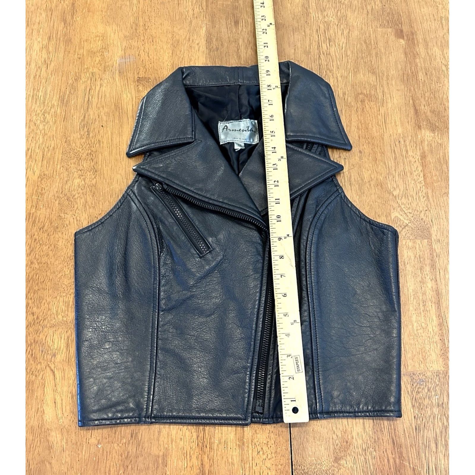 Vintage VINTAGE Armenta Leather Biker Vest Full Zip Black Medium Made In USA 80s Womens Size M / US 6-8 / IT 42-44 - 6 Thumbnail