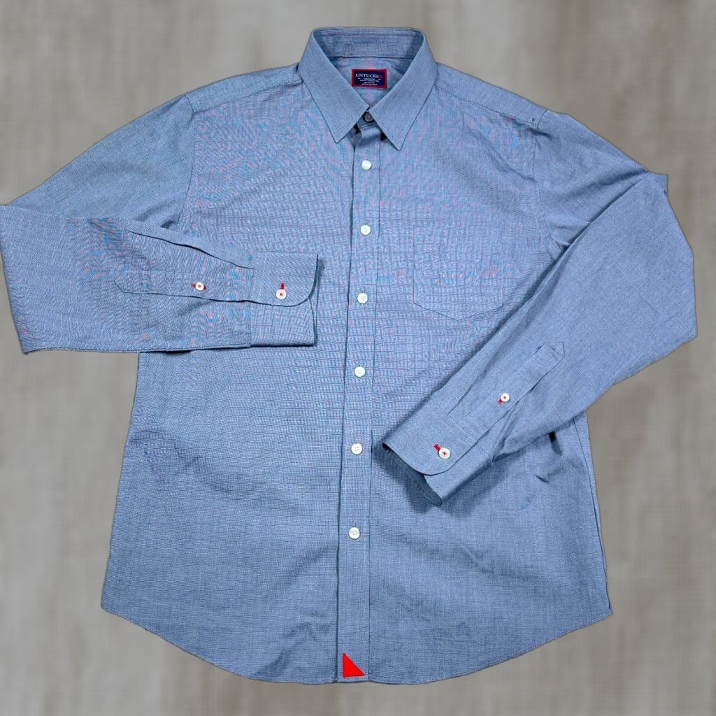 UNTUCKit UNTUCKit Shirt Men Medium Blue Button Up Slim Fit Dress Casual Cotton Pocket Shirt Size US M / EU 48-50 / 2 - 1 Thumbnail