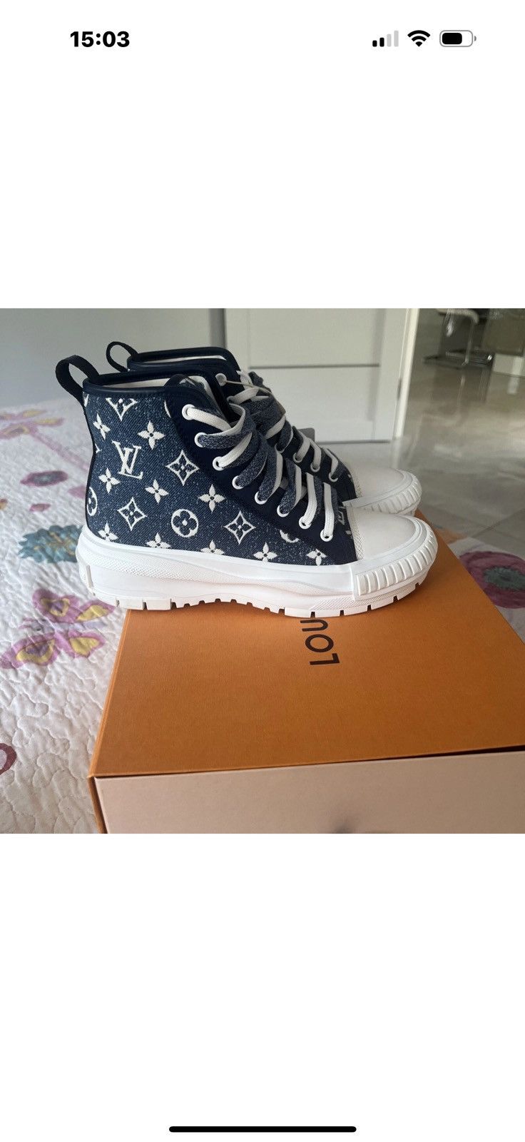 Louis Vuitton Louis Vuitton Squad Snickers Boot Monogram Denim NavyBlue Size US 8 / IT 38 - 15 Thumbnail