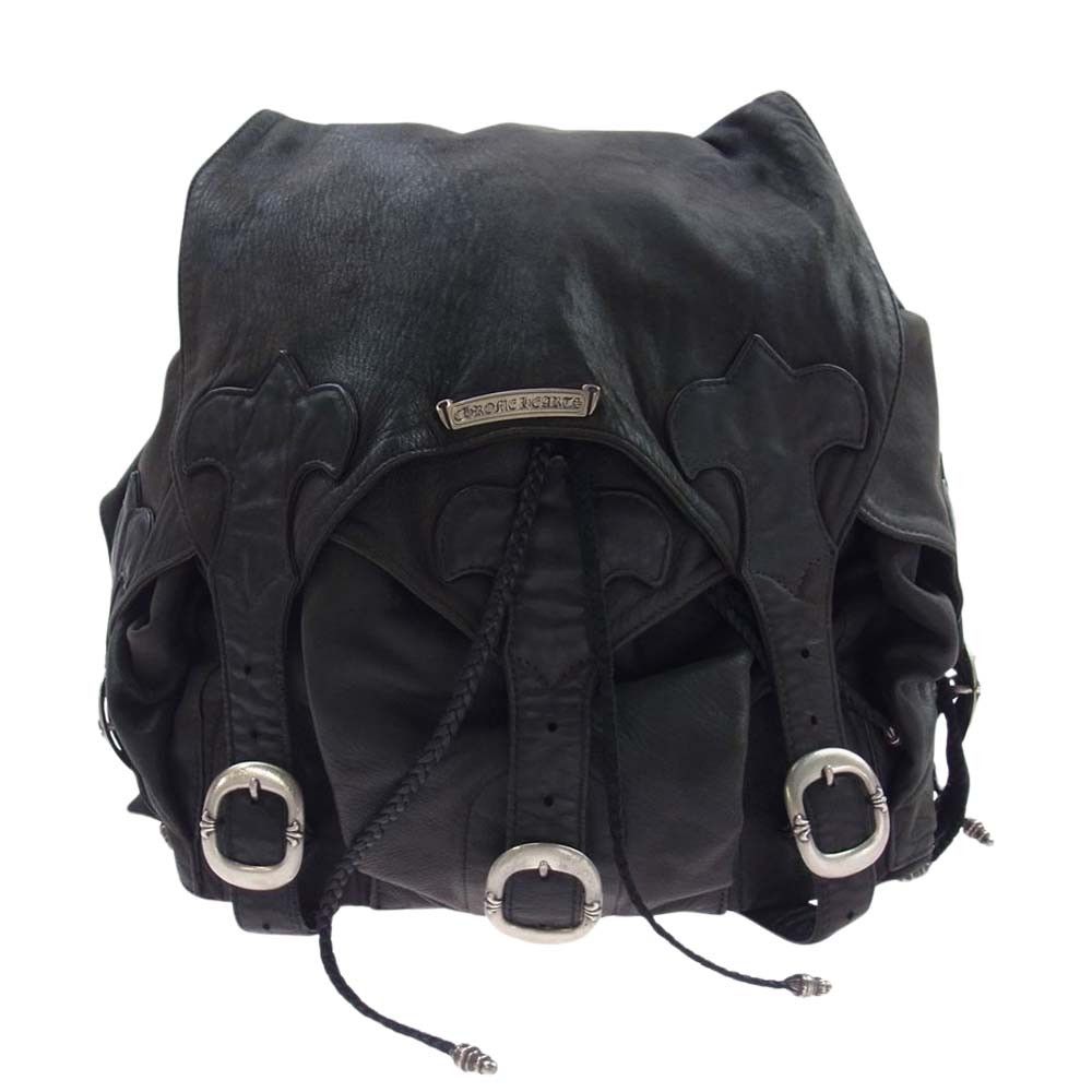 Pre-owned Chrome Hearts Leather Flare Rucksack In Black