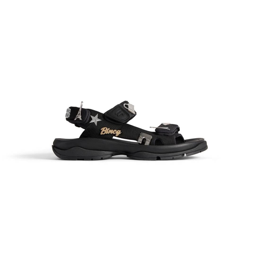 Balenciaga o1srvl11e0625 Tourist Sandals With Pins in Black Size US 11 / EU 44 - 1 Thumbnail