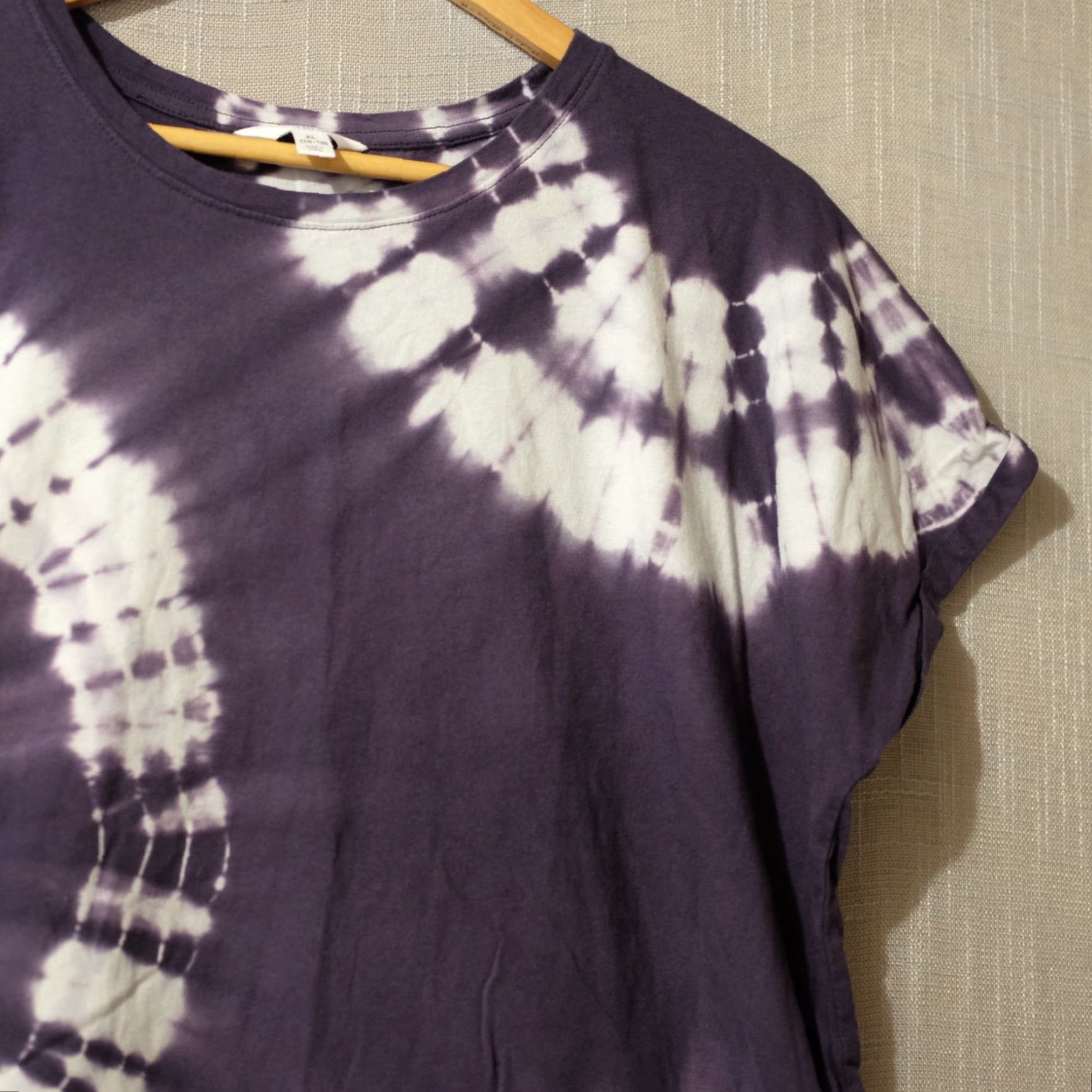 Vintage EUC Time and Tru Tie Dye Dolman Sleeve Tee 100% Cotton Womens XL Eggplant T-Shirt Size XL / US 12-14 / IT 48-50 - 3 Thumbnail