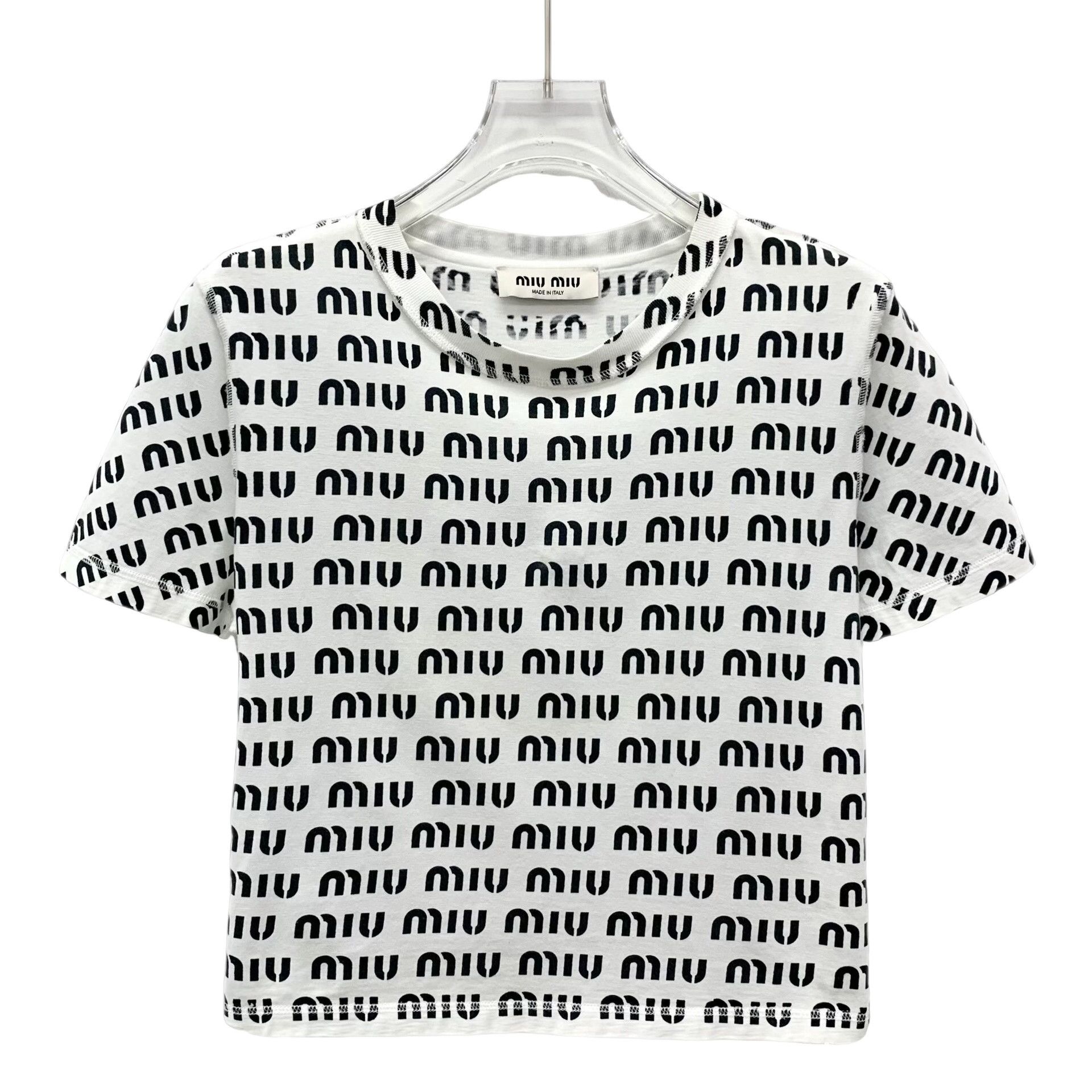 Miu Miu Miu Miu All-Over Logo Print T-Shirt XS Size XS / US 0-2 / IT 36-38 - 1 Thumbnail