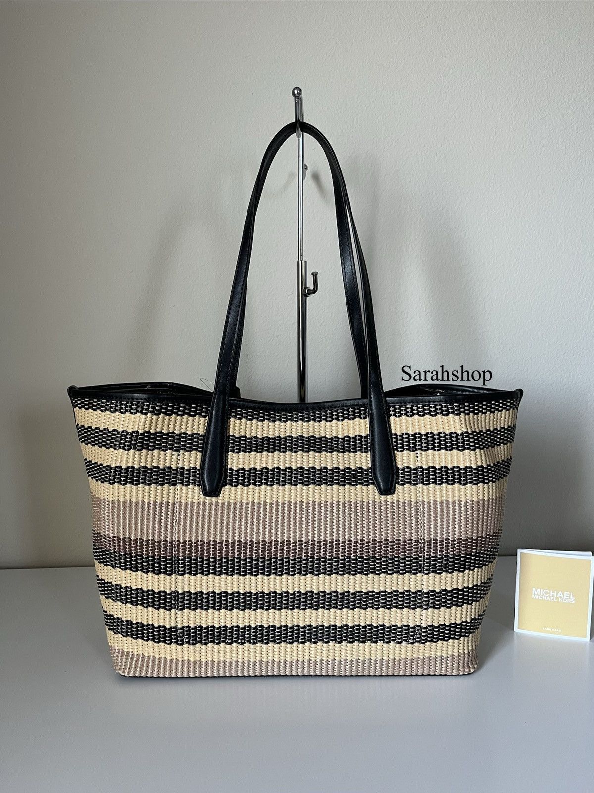 Michael Kors Michael Kors Avalon Medium Striped Woven Tote Bag Size ONE SIZE - 2 Thumbnail