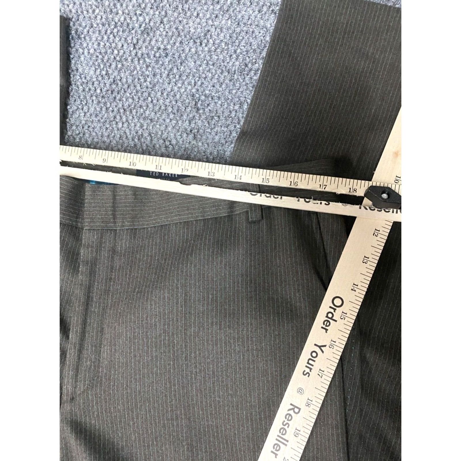 Ted Baker Ted Baker London Pants Mens 36x34 Green Striped Wool Stretch Straight Knit Flat Front Zipper Chino Regular Inseam 34 Size US 36 / EU 52 - 2 Thumbnail