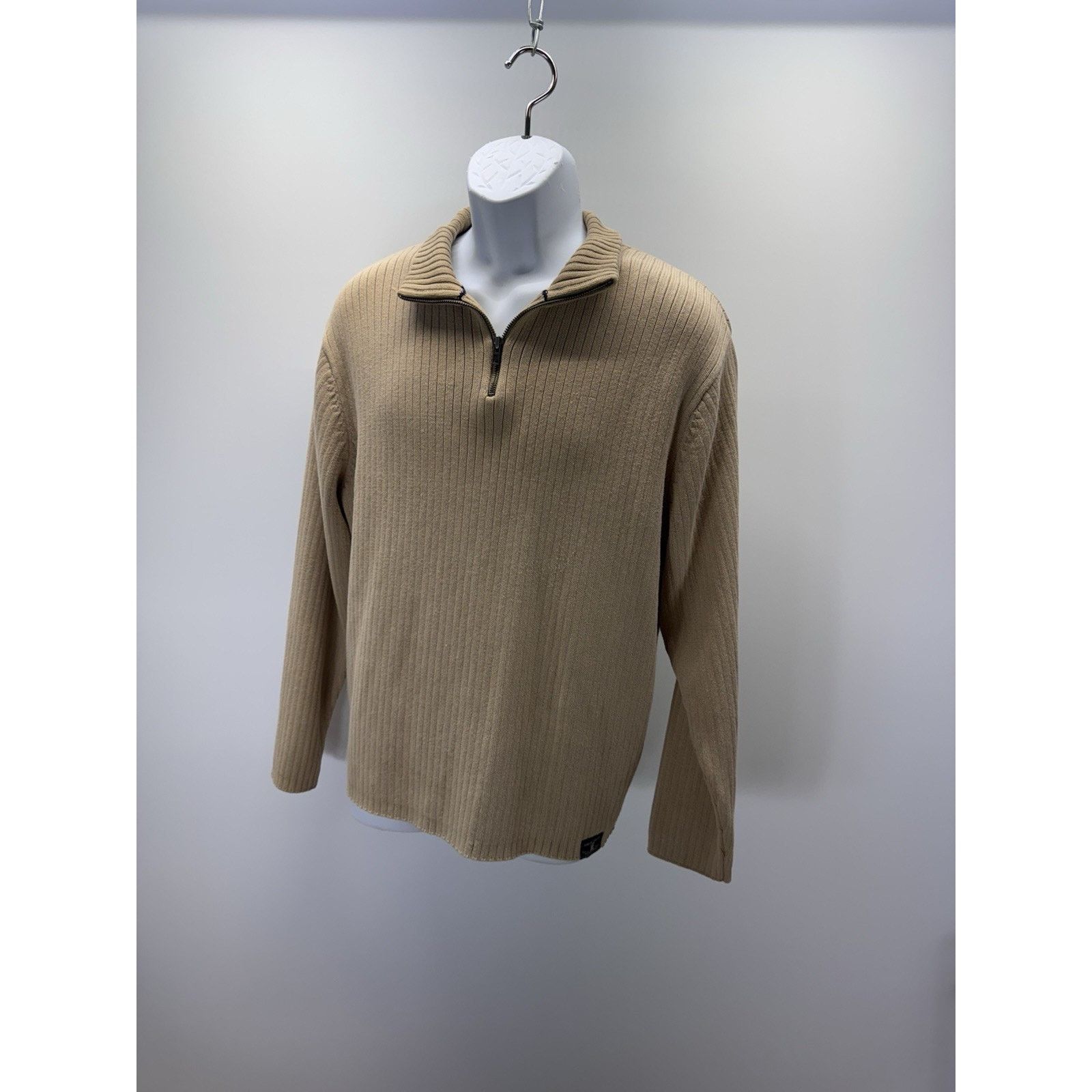 American Eagle Outfitters American Eagle Outfitters Mens Fit 1/4 Zip Sweater XL Tan Size US XL / EU 56 / 4 - 1 Thumbnail
