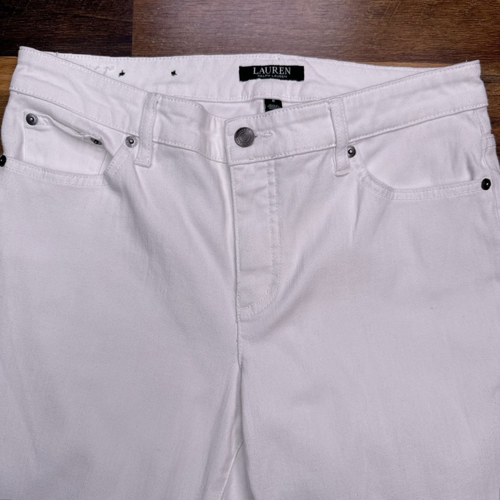 Ralph Lauren Lauren Ralph Lauren Jeans Womens 8 White Mid Rise Stretch Straight 5-Pocket Denim Rigged Logo Modern Size 30" / US 8 / IT 44 - 2 Thumbnail