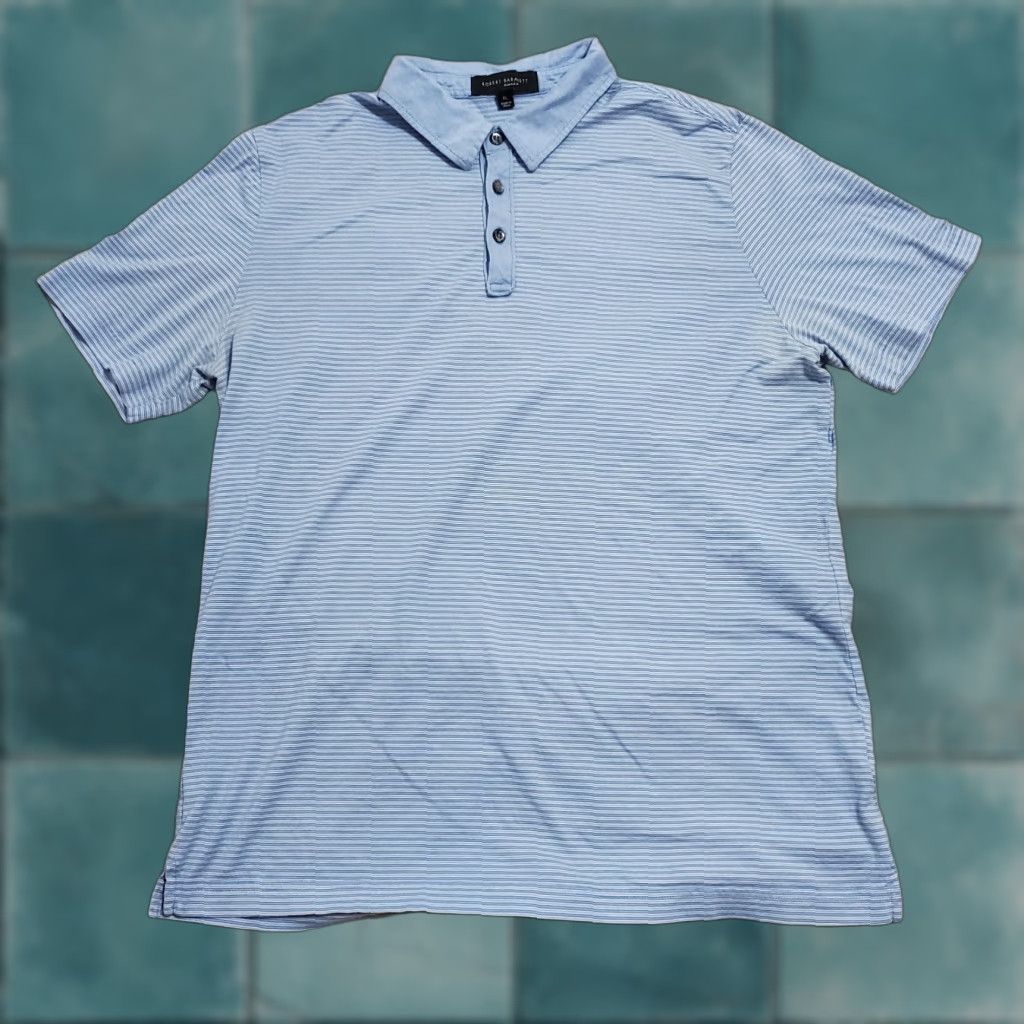 Vintage Robert Barakett Montreal Polo Shirt Men XL Blue White Striped Pima Cotton Casual Shirt Size US XL / EU 56 / 4 - 1 Thumbnail