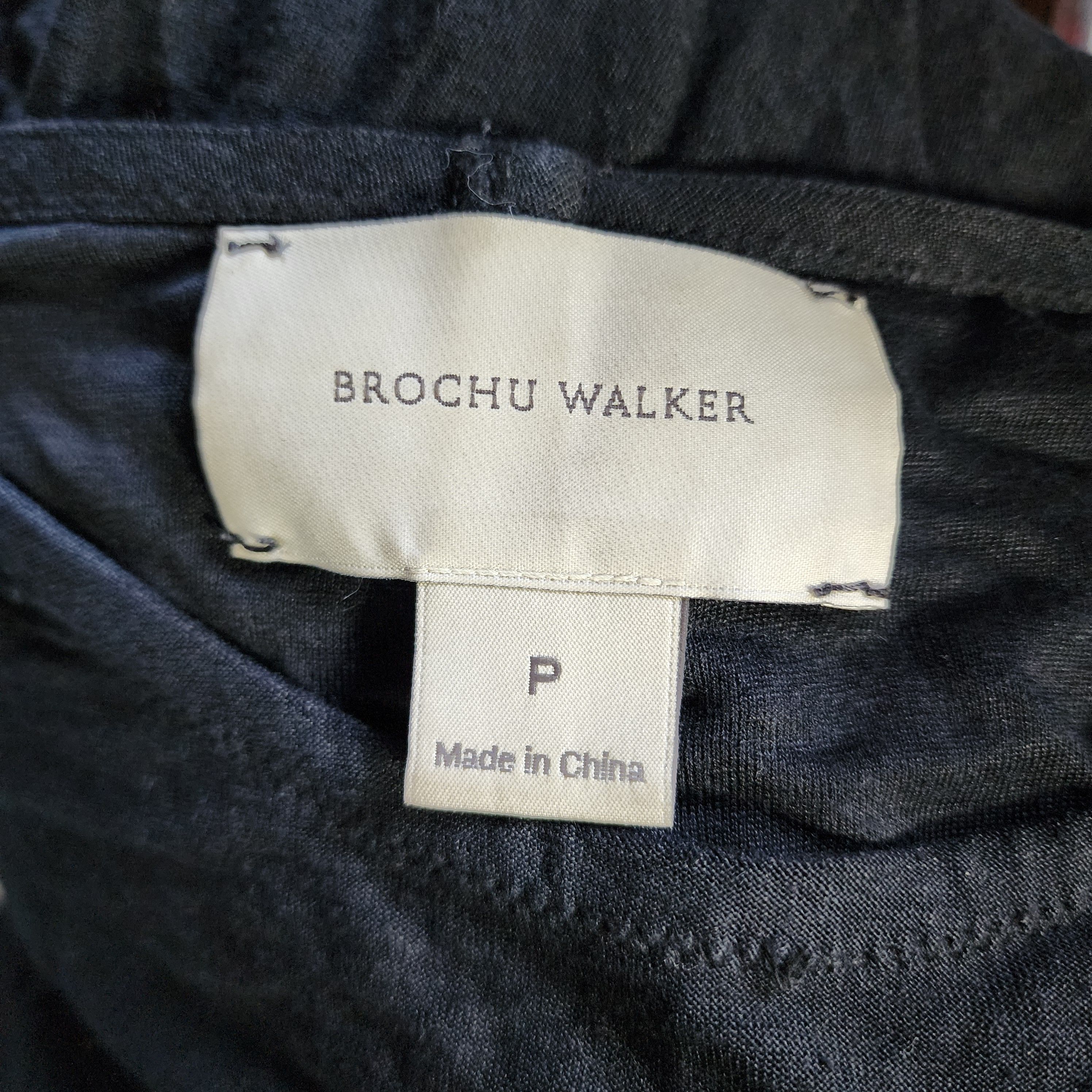 Brochu Walker Linen Shift Black Dress 3/4 Sleeves Minimalist Crew Neck Size S / US 4 / IT 40 - 2 Thumbnail