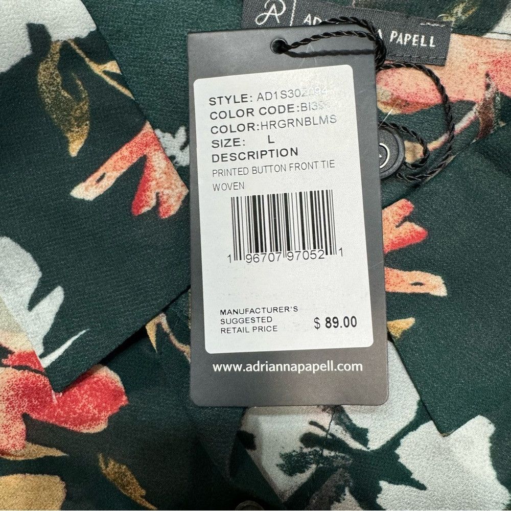 Adrianna Papell NWT New $89 Adrianna Papell Floral Long Sleeve Front Tie Gr Size L / US 10 / IT 46 - 7 Thumbnail