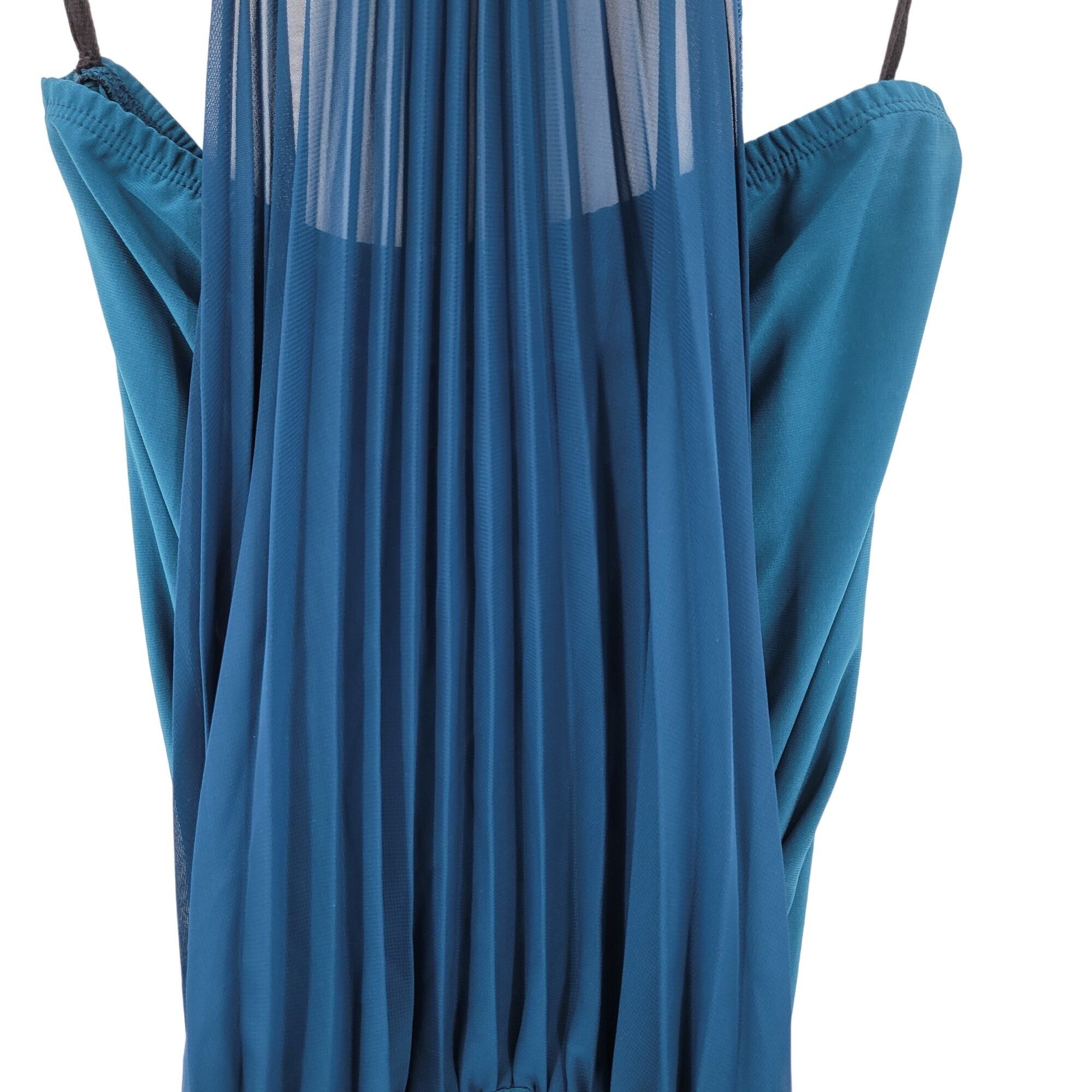 Vintage Vtg Sexy Shear Mini Party Dress Sz M Teal Jeweled Pleated Ha Size M / US 6-8 / IT 42-44 - 5 Thumbnail