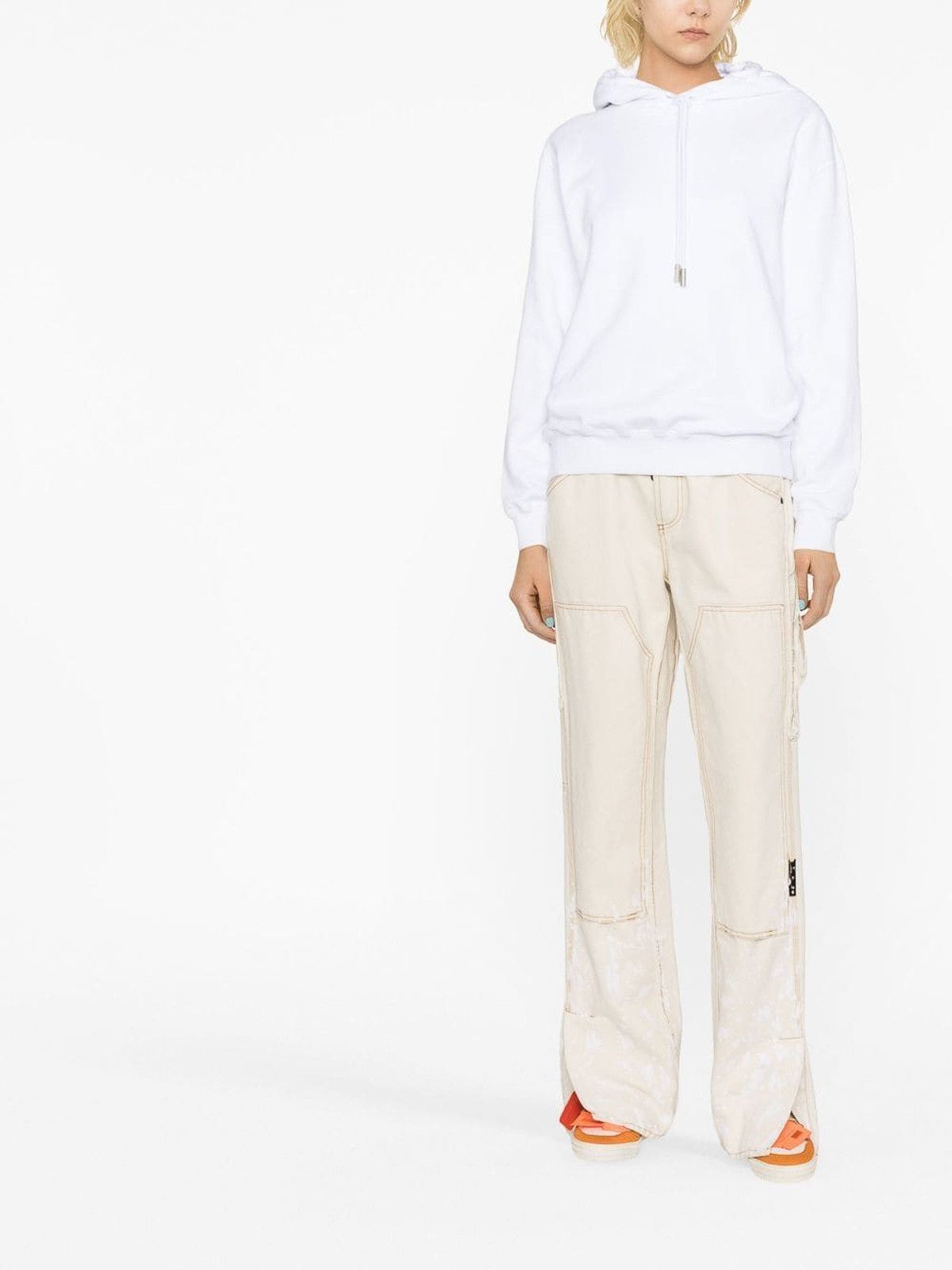 Off-White o1gr1nt1124 Diag Regular Hoodie in White Size XS / US 0-2 / IT 36-38 - 3 Thumbnail
