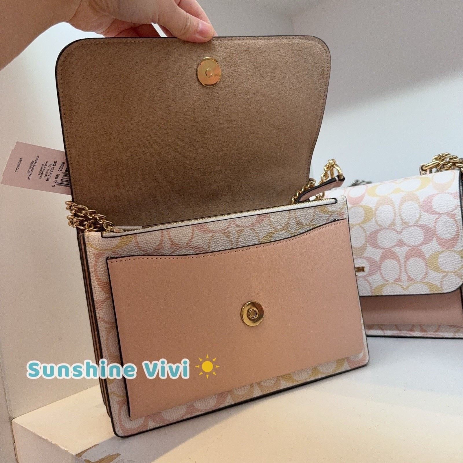 Coach NWT Coach Klare Crossbody Bag Canvas CDZ07 Chalk/Pink Size ONE SIZE - 8 Thumbnail